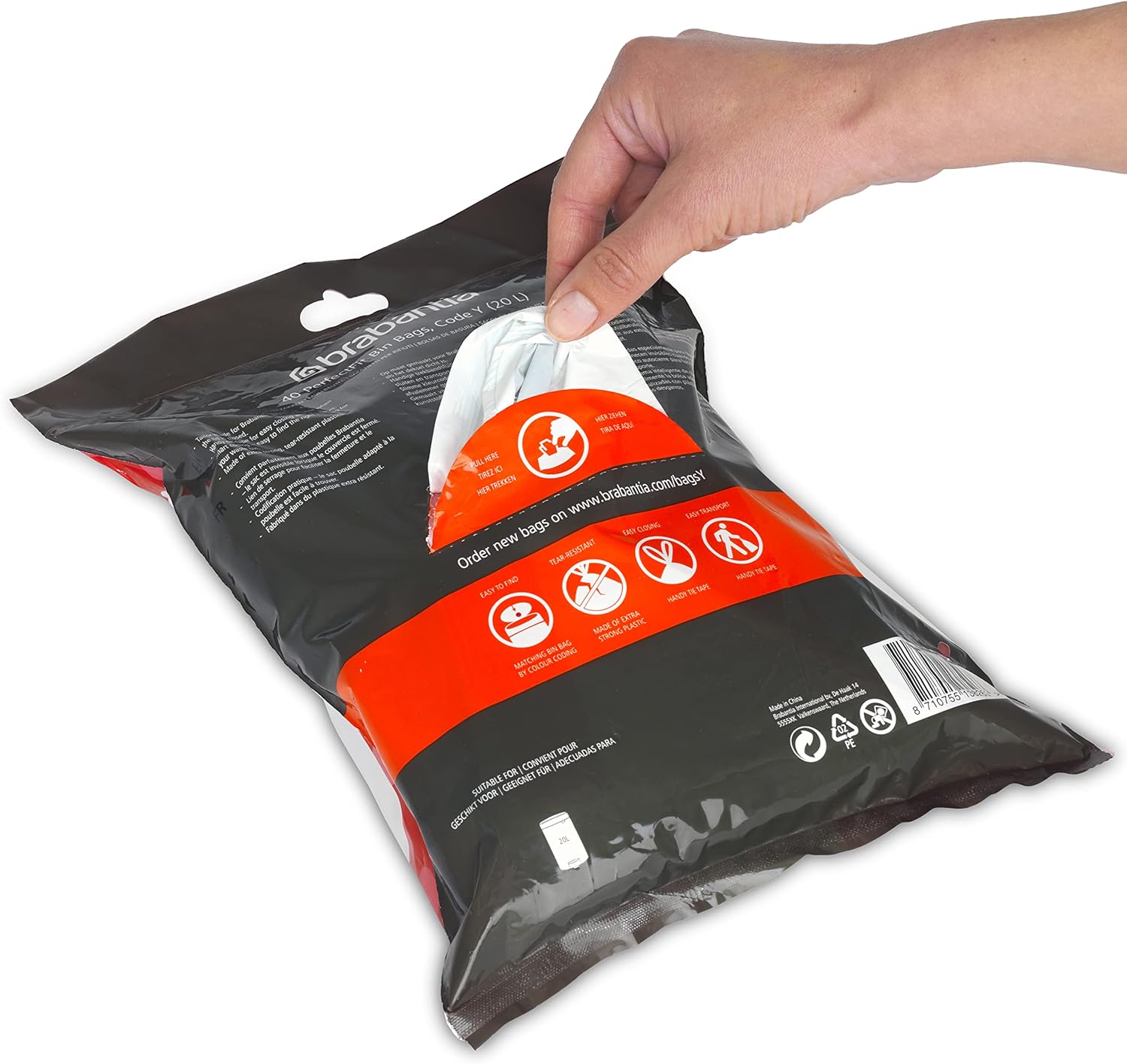 Brabantia PerfectFit Bin Liners Size Y/20 Litre - Thick Tear-Resistant Trash Bags with Tie-Tape 7