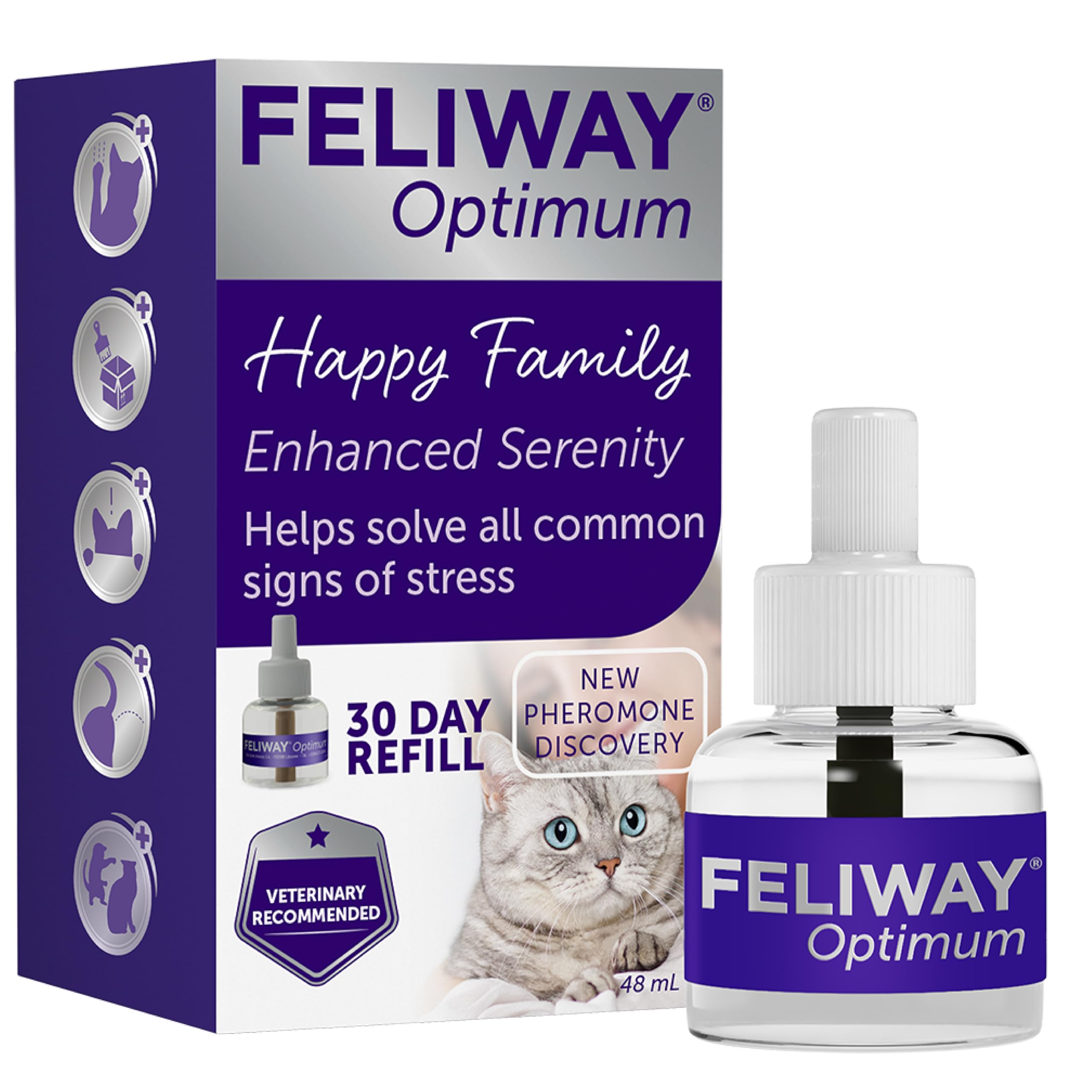 Feliway Optimum Cat Calming Pheromone Diffuser Refill - 30 Day Supply, 48ml