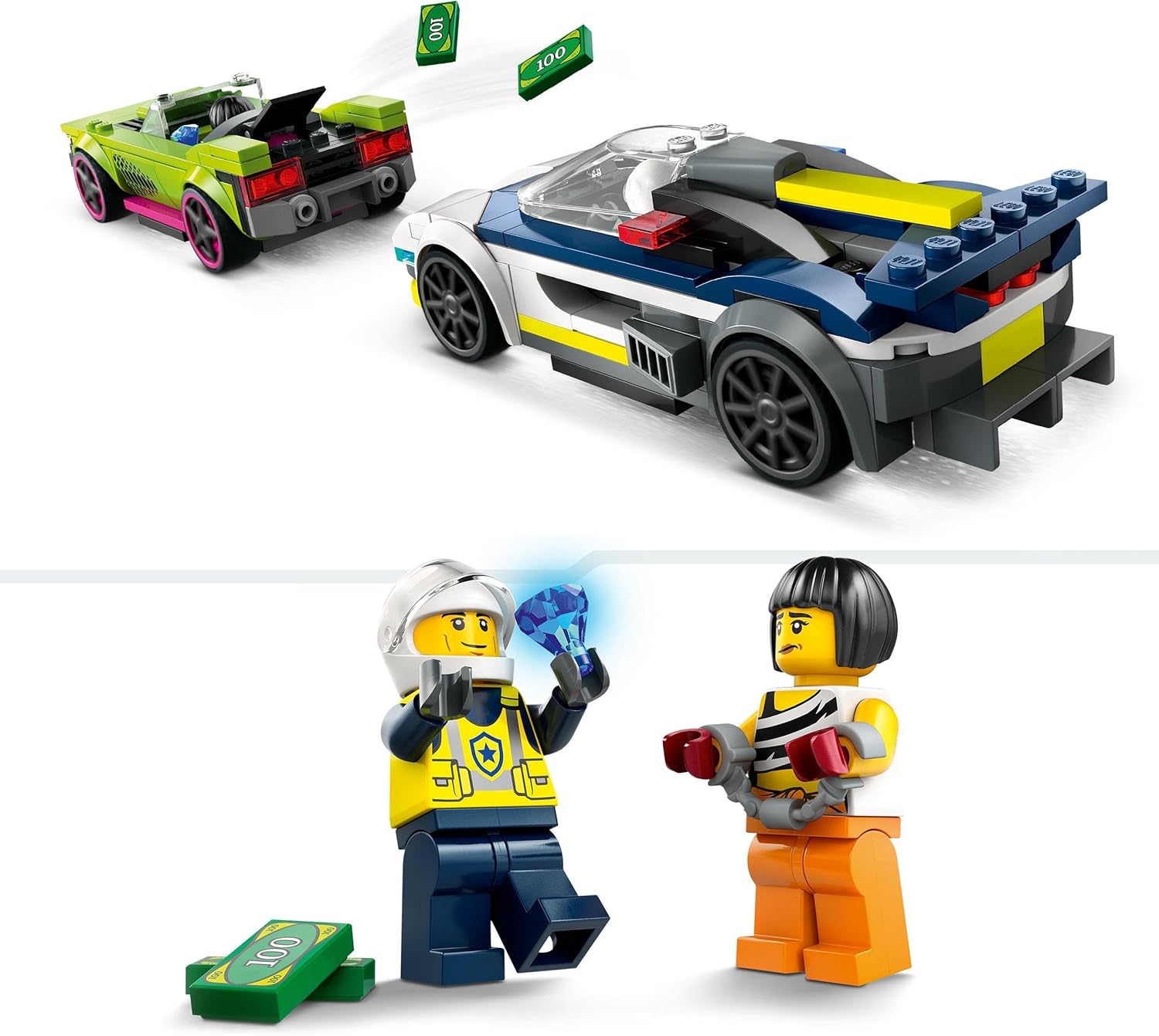 LEGO City Police Car and Muscle Car Chase Playset - Police Vehicle Toy for Kids 6+ 6