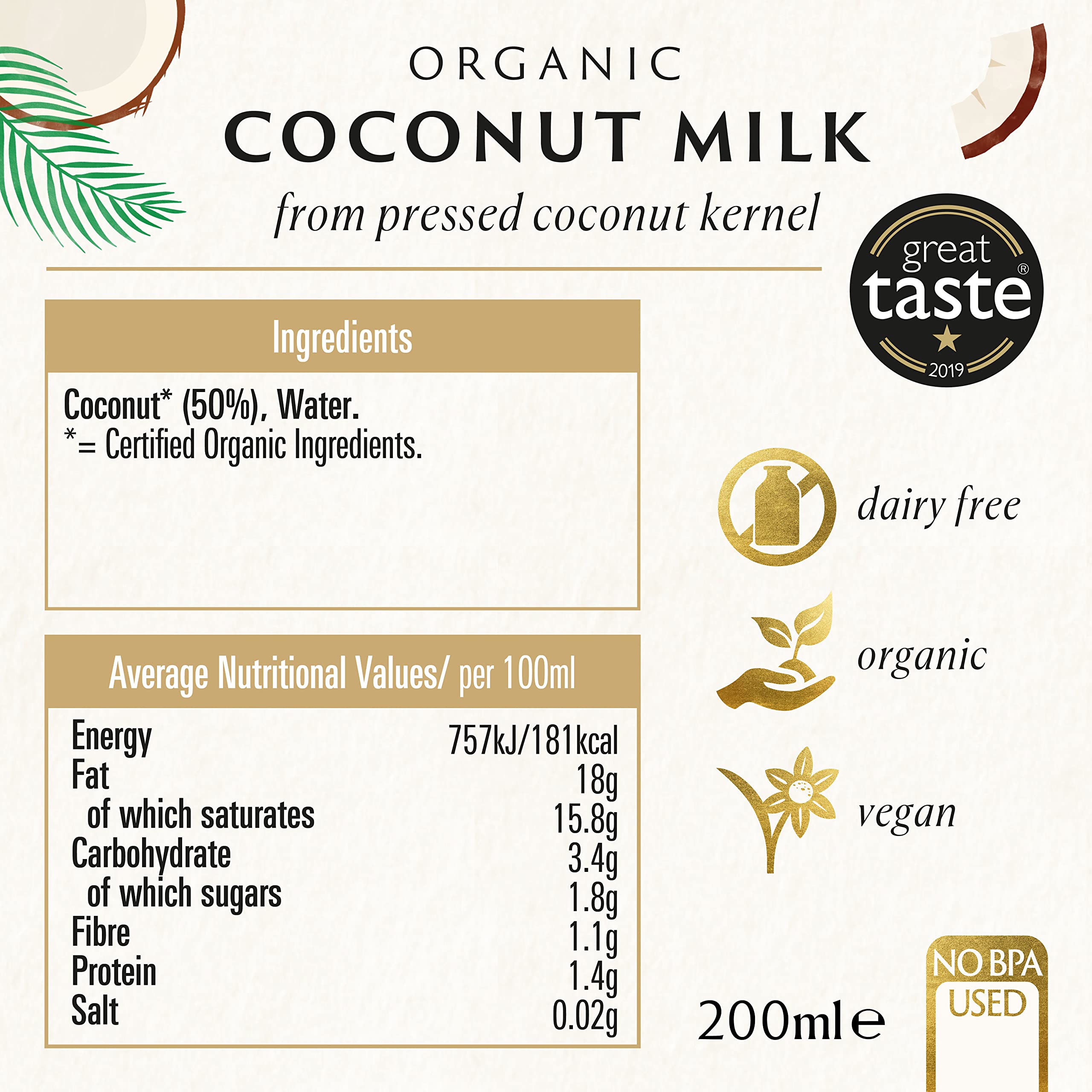 Biona Organic Coconut Milk - Dairy Free, Vegan, Pressed from Coconut Kernels 3