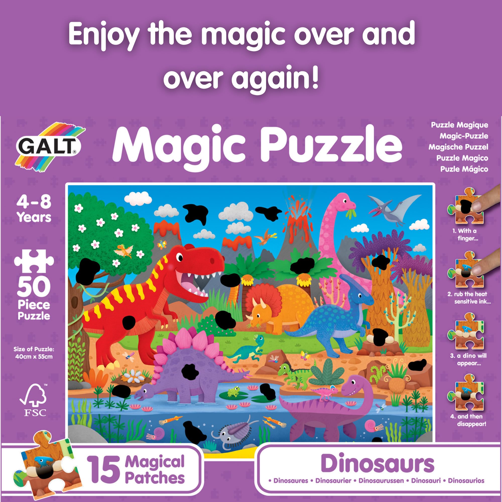 Galt Magic Puzzle Dinosaurs - 50 Piece Rub & Reveal Jigsaw Puzzle for Kids Ages 4-8 5
