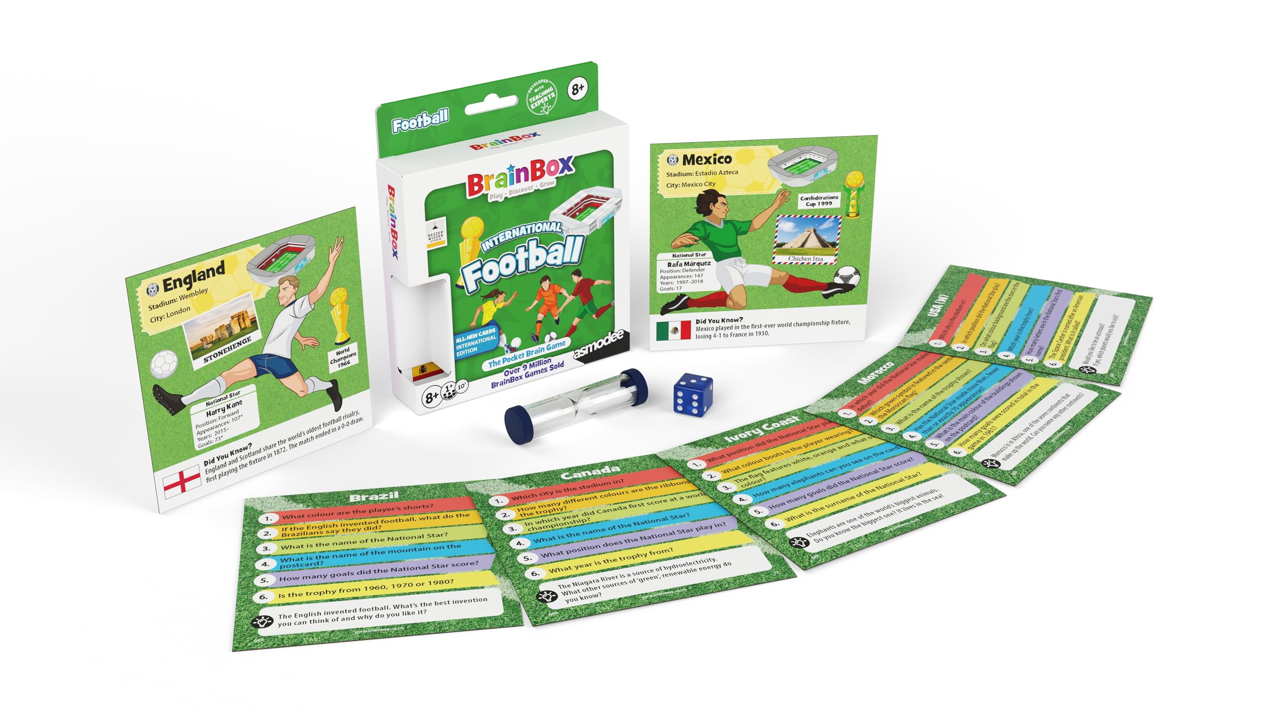 Asmodee BrainBox Pocket - Football International Teams | Travel Card Game | Ages 8+