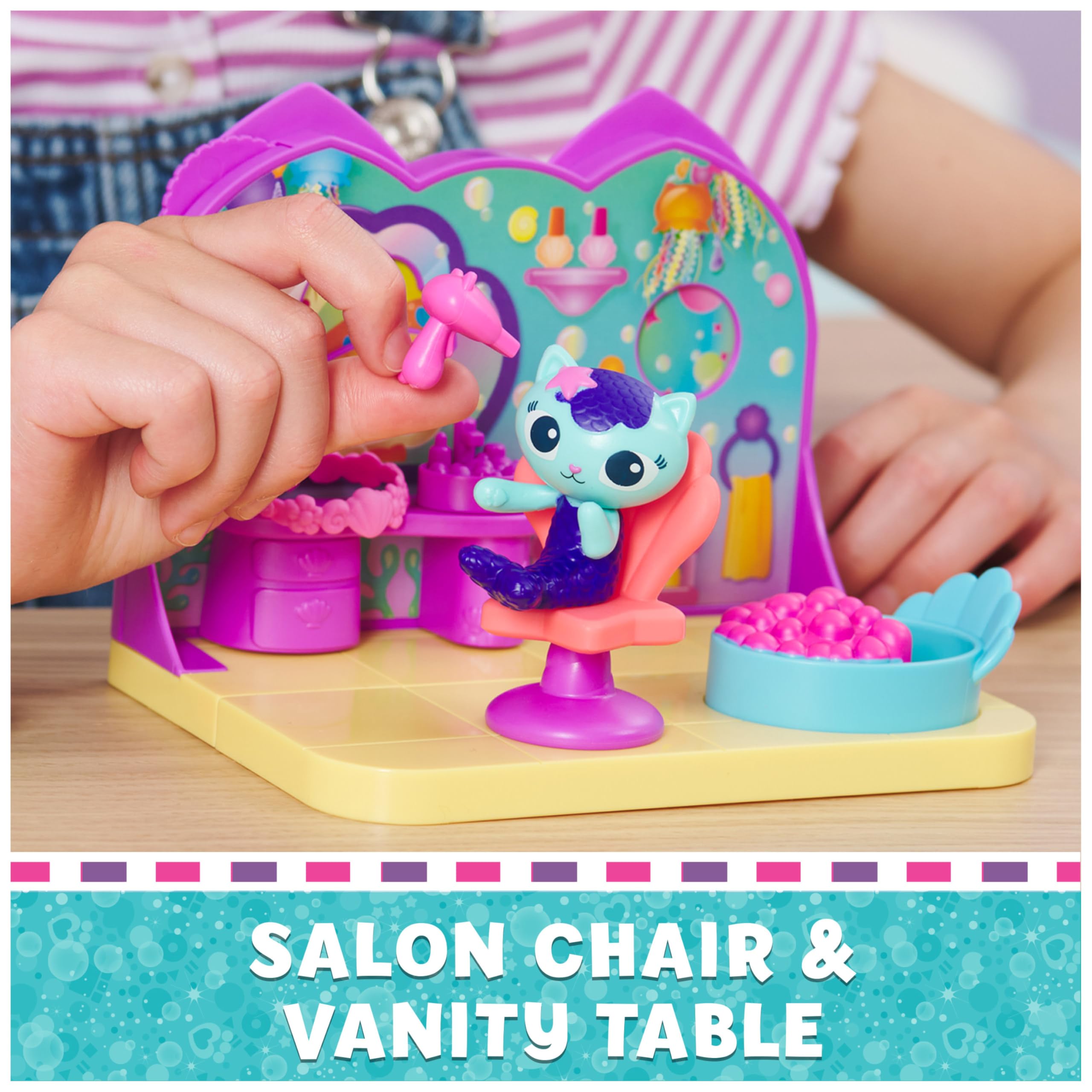 Gabby's Dollhouse MerCat Spa Room Playset - Bubble Bath & Rotating Spa Chair, 3+ Years 10