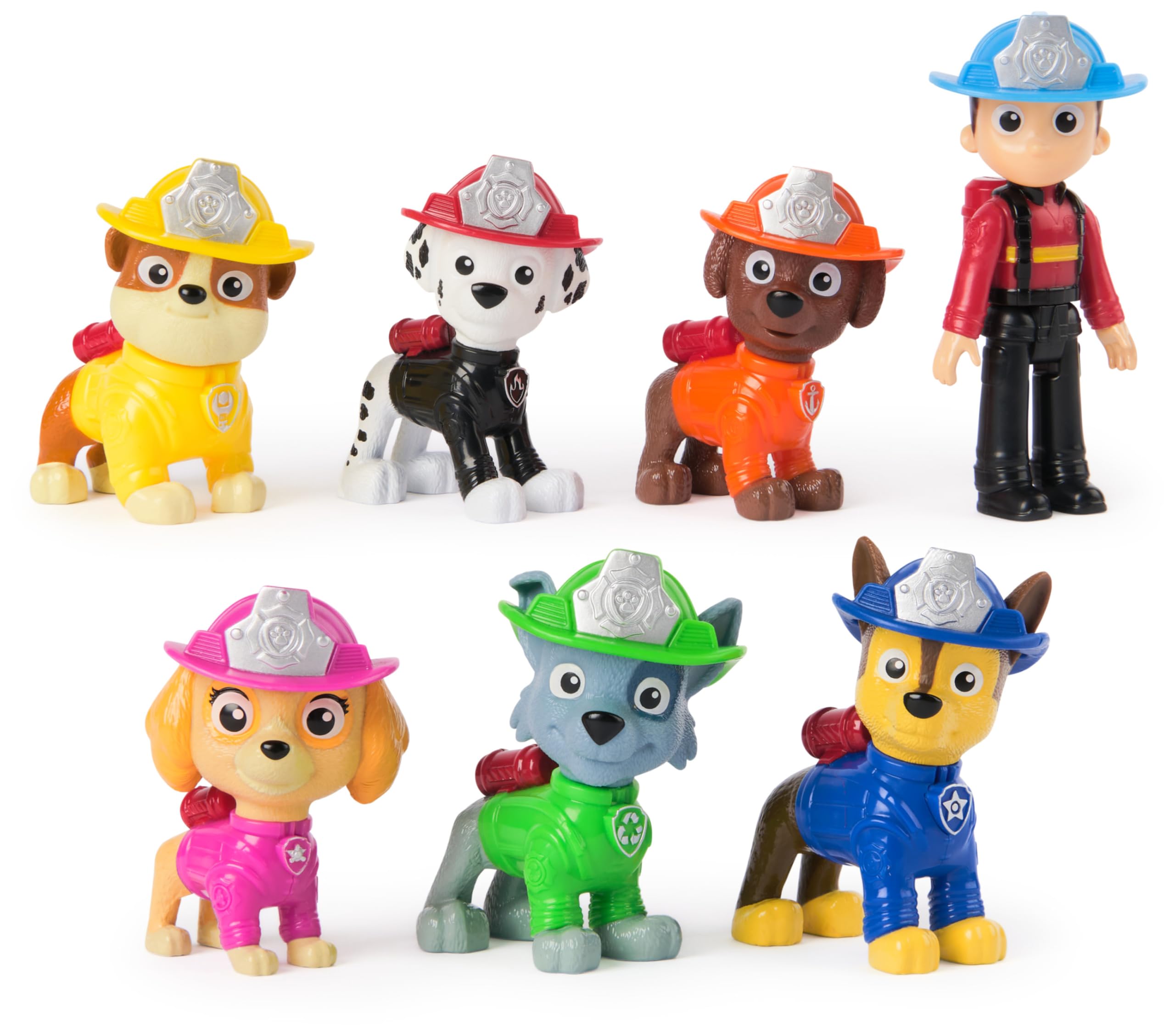 Paw Patrol Fire Rescue Team Pack with 7 Collectible Action Figures - Movable Heads & Fire Gear for Ages 3+