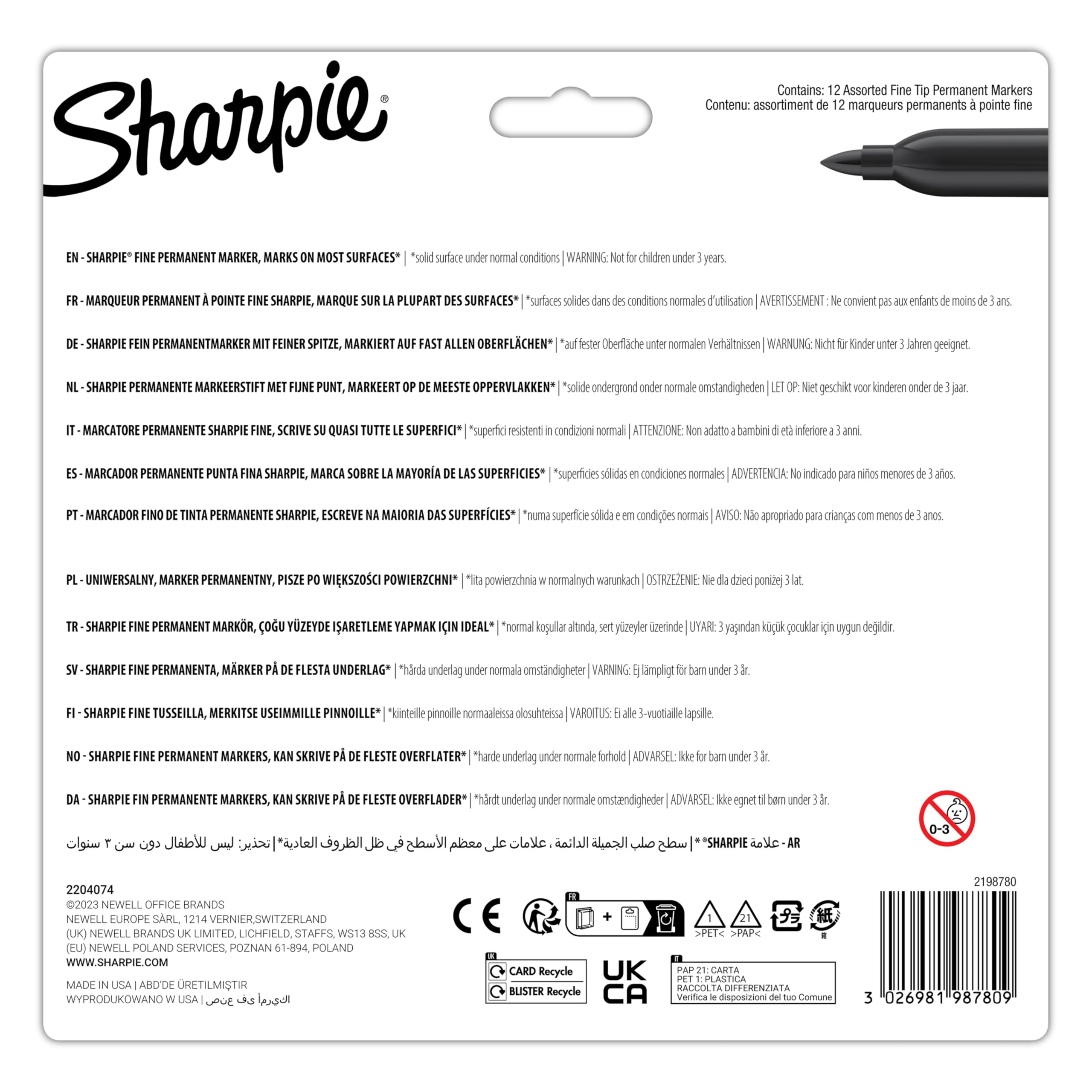 Sharpie Glam Pop Permanent Markers | Fine Point for Bold Details | Assorted 5