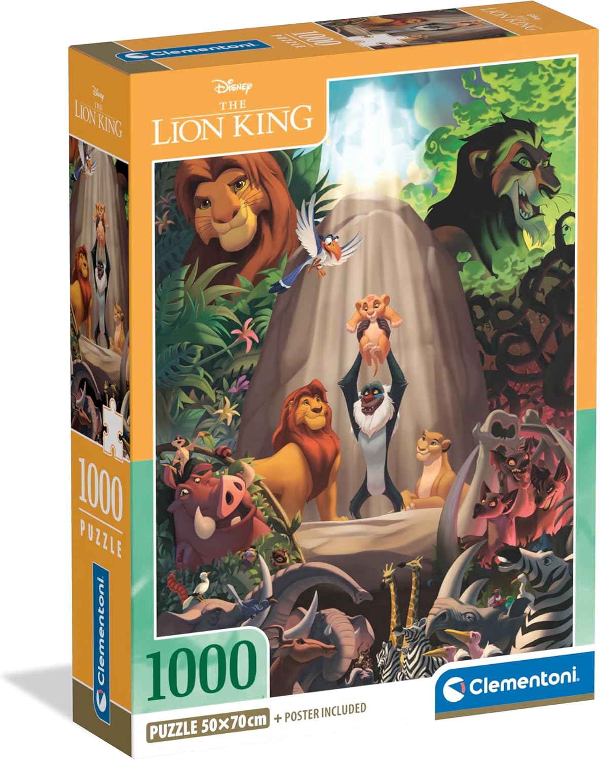 Clementoni 39902 Jigsaw Puzzle - 1000 Pieces, Lion King Disney Theme, Compact Box