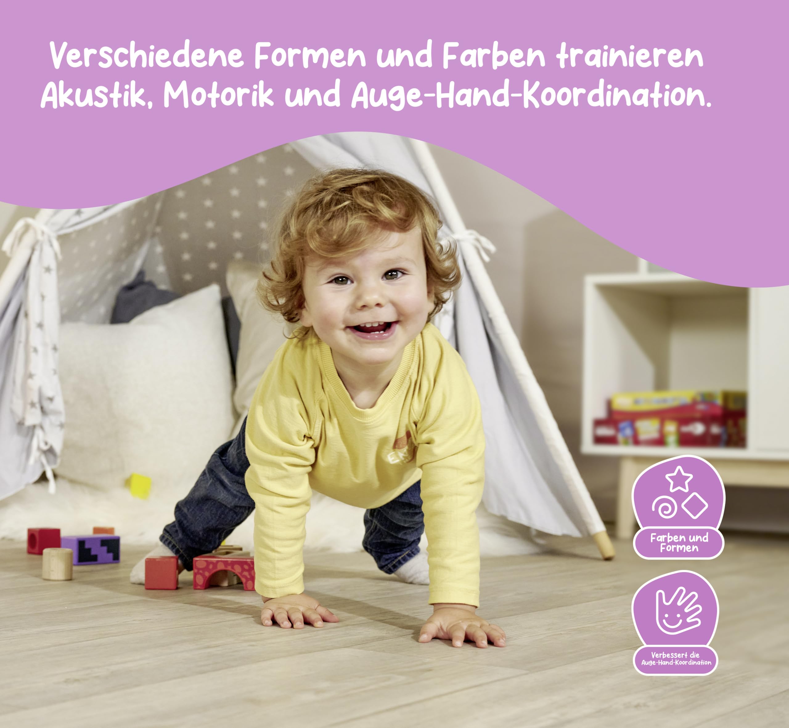 Eichhorn 100002240 Sound Building Blocks - Educational Wooden Toy for Toddlers 12 Months+ 10