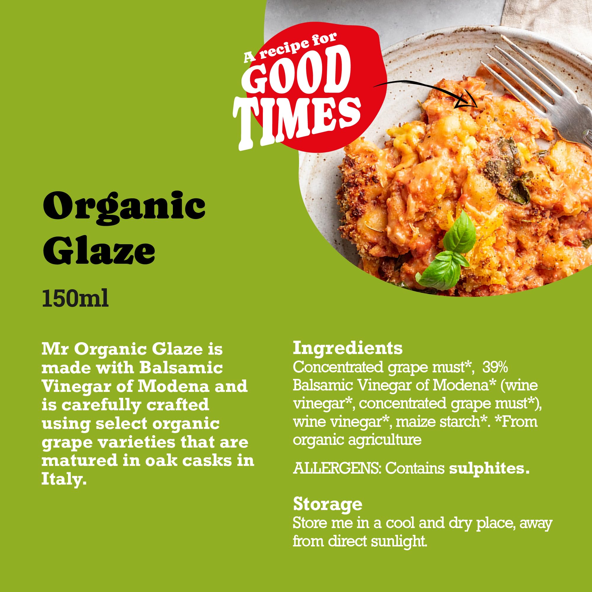 Mr Organic Glaze with Balsamic Vinegar of Modena - Organic Certified Italian Flavor | 150 ml