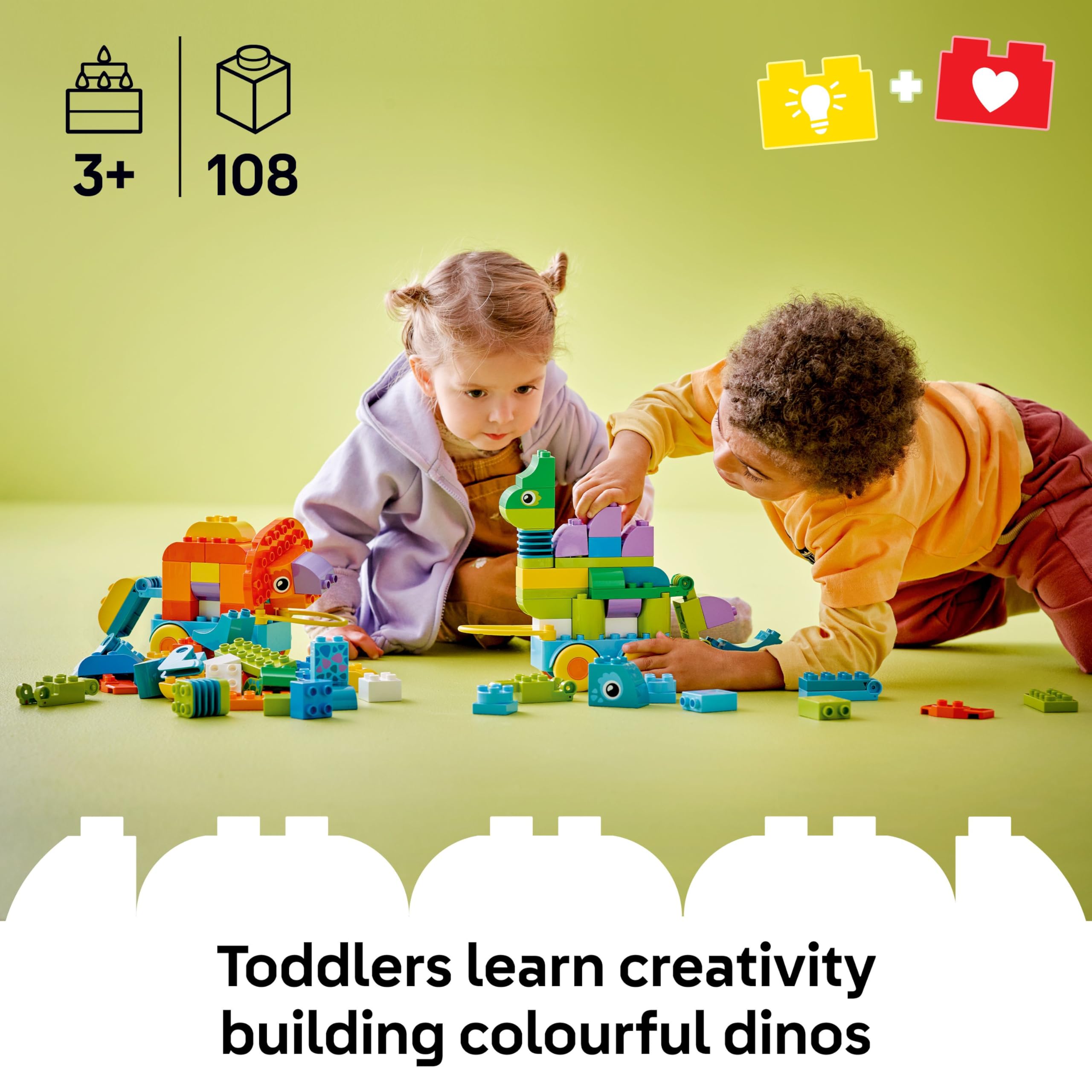 LEGO DUPLO 3in1 Dinosaurs on Wheels - Educational Building Set for Toddlers 3+ 6