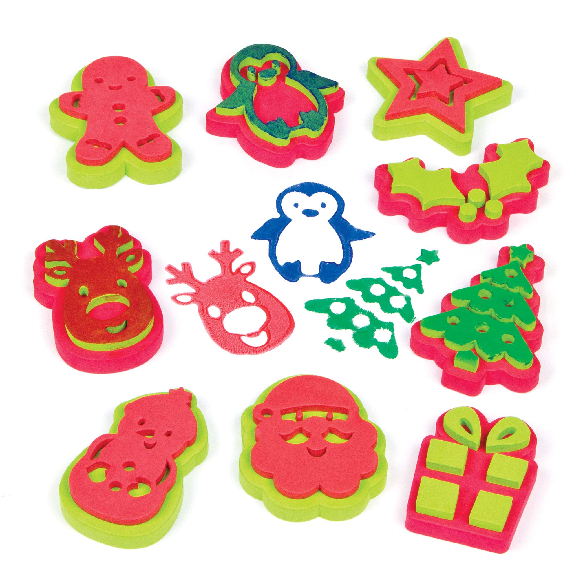 Baker Ross AF808 Christmas Foam Stampers - Pack of 10 Assorted Kids Arts & Crafts Stamping Set 3