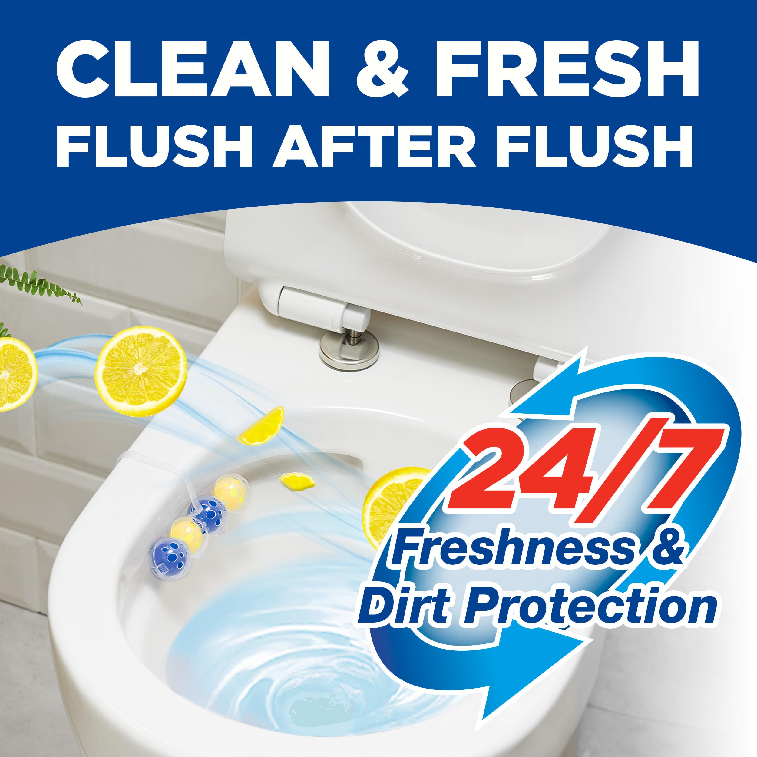 Bloo Power Active Toilet Rim Block - Lemon Scent with Anti-Limescale & Foaming Clean (240 Flushes) 7