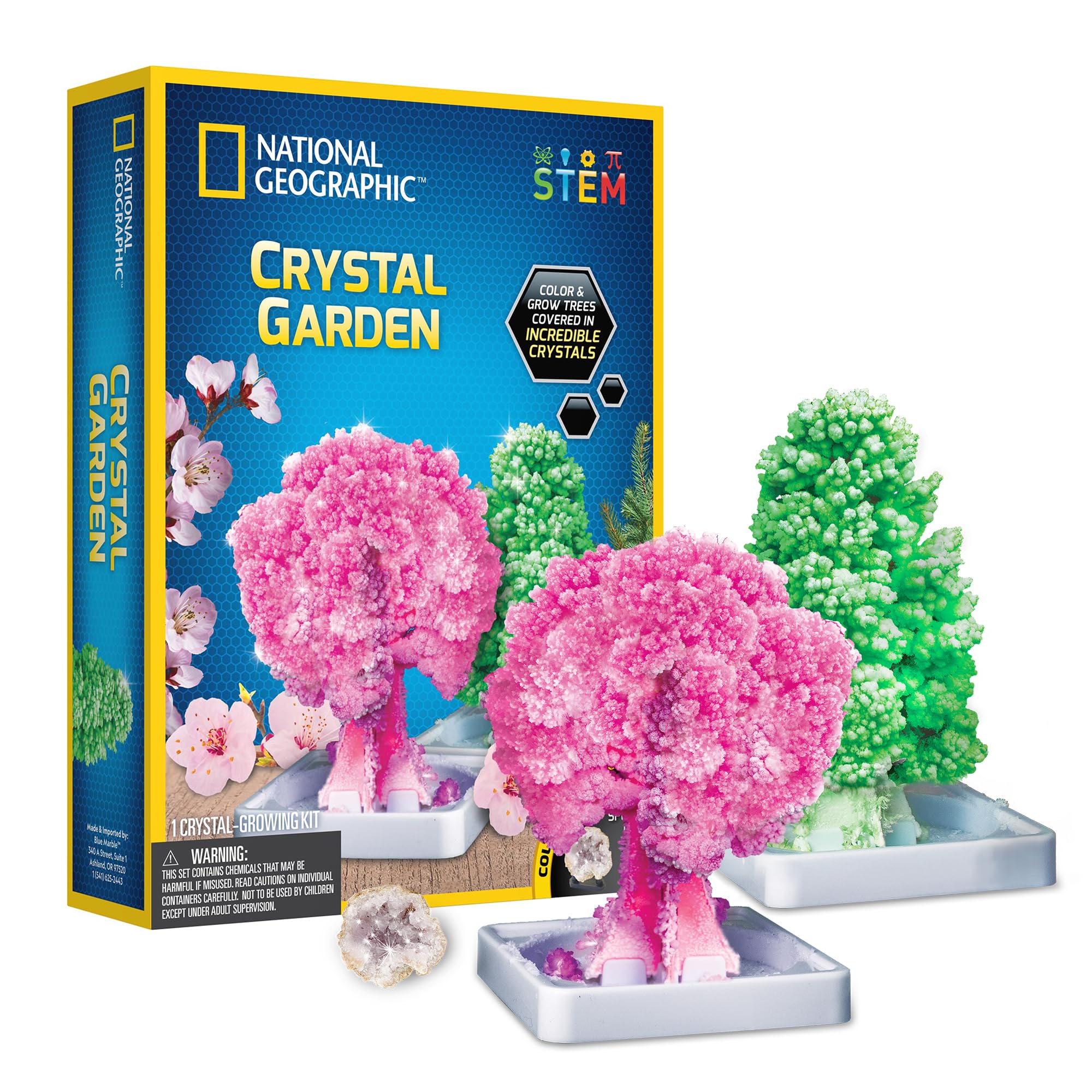 National Geographic Crystal Garden Growing Kit - Pink & Green Crystal Trees | Ages 8+