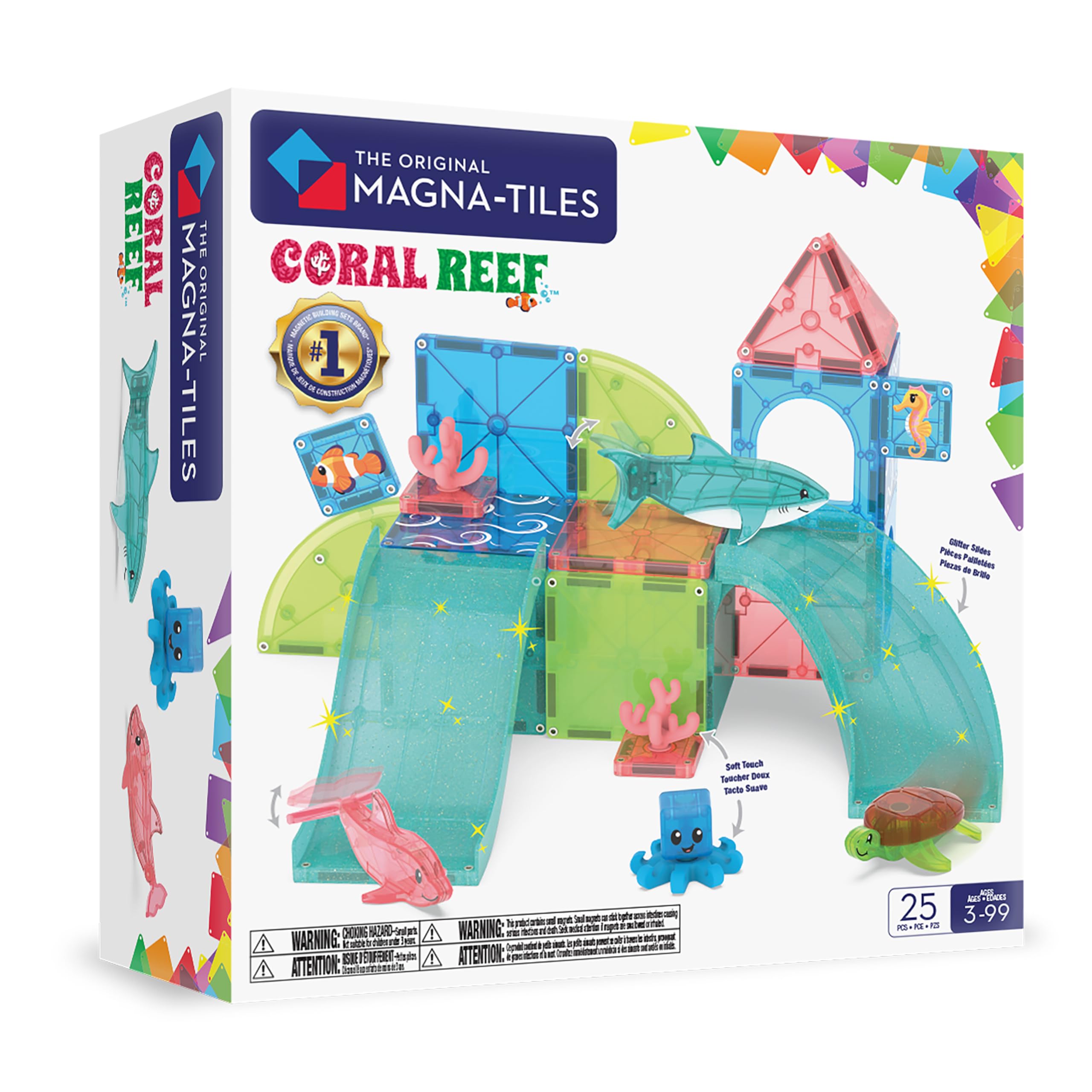 Magna-Tiles Coral Reef 25-Piece Magnetic Construction Set | Ages 3+ | Multicolored