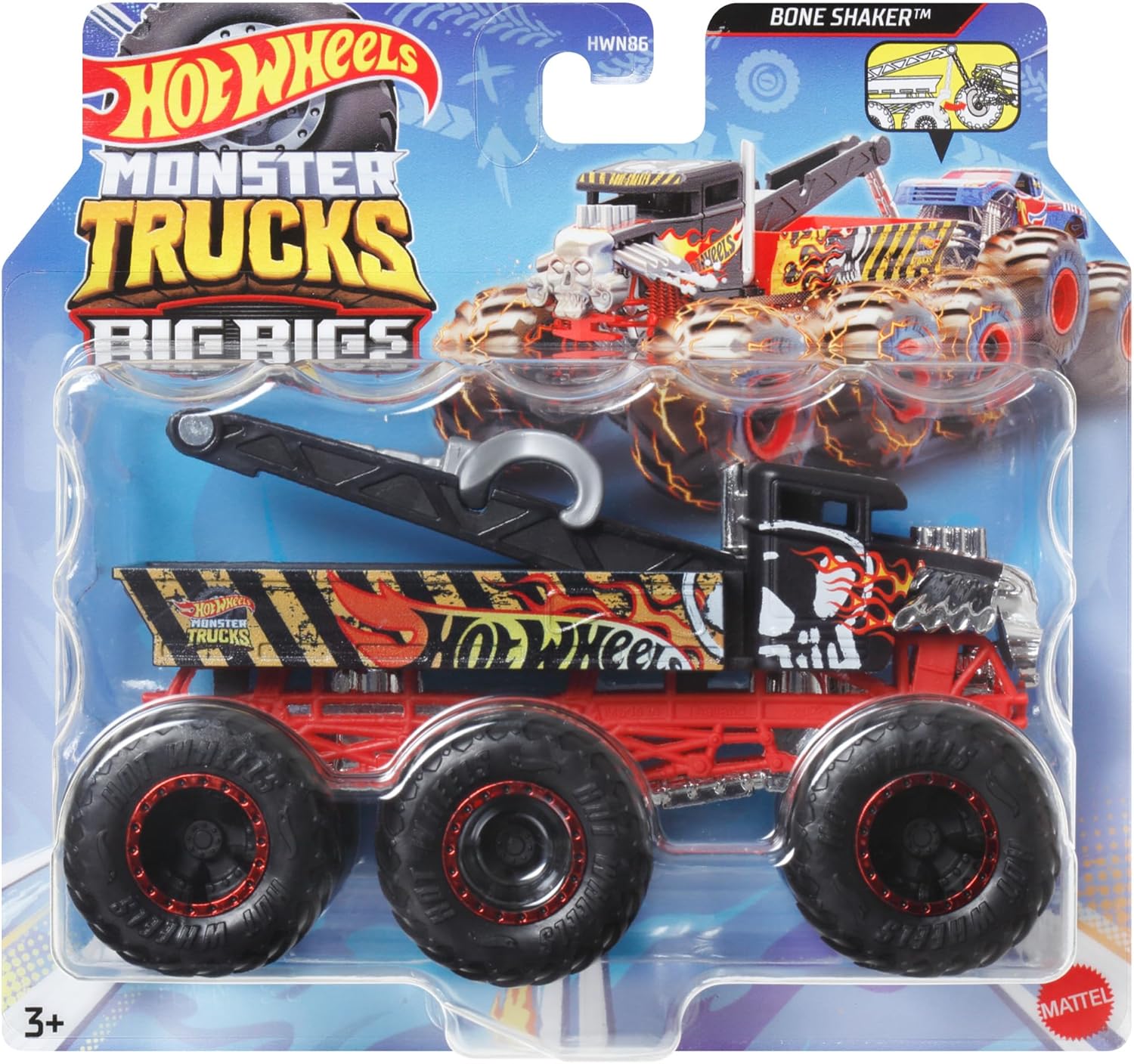 Hot Wheels Monster Trucks Big Rigs - 1:64 Scale 6-Wheel Toy Truck for Kids 3+ 6