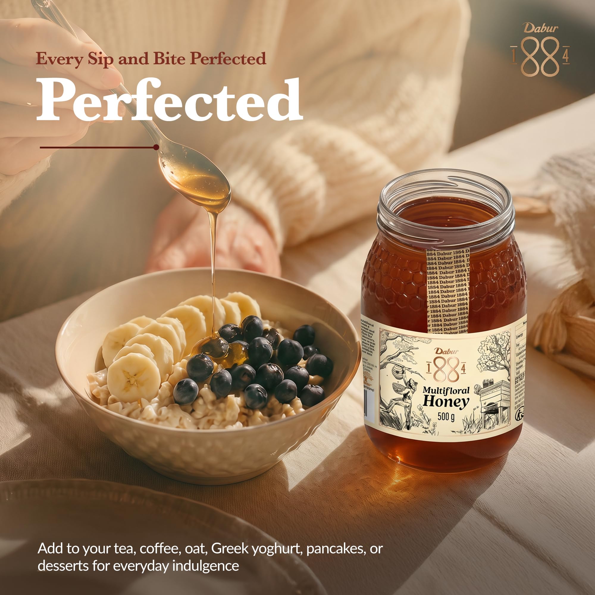 Dabur 1884 Multiflora Honey - Pure & Natural | 500g | Rich Floral Taste 2
