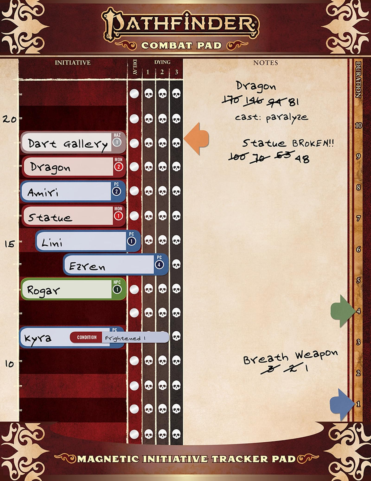 Paizo Pathfinder Combat Pad - Initiative Tracker for Roleplaying Games | Magnetic Dry Erase Board