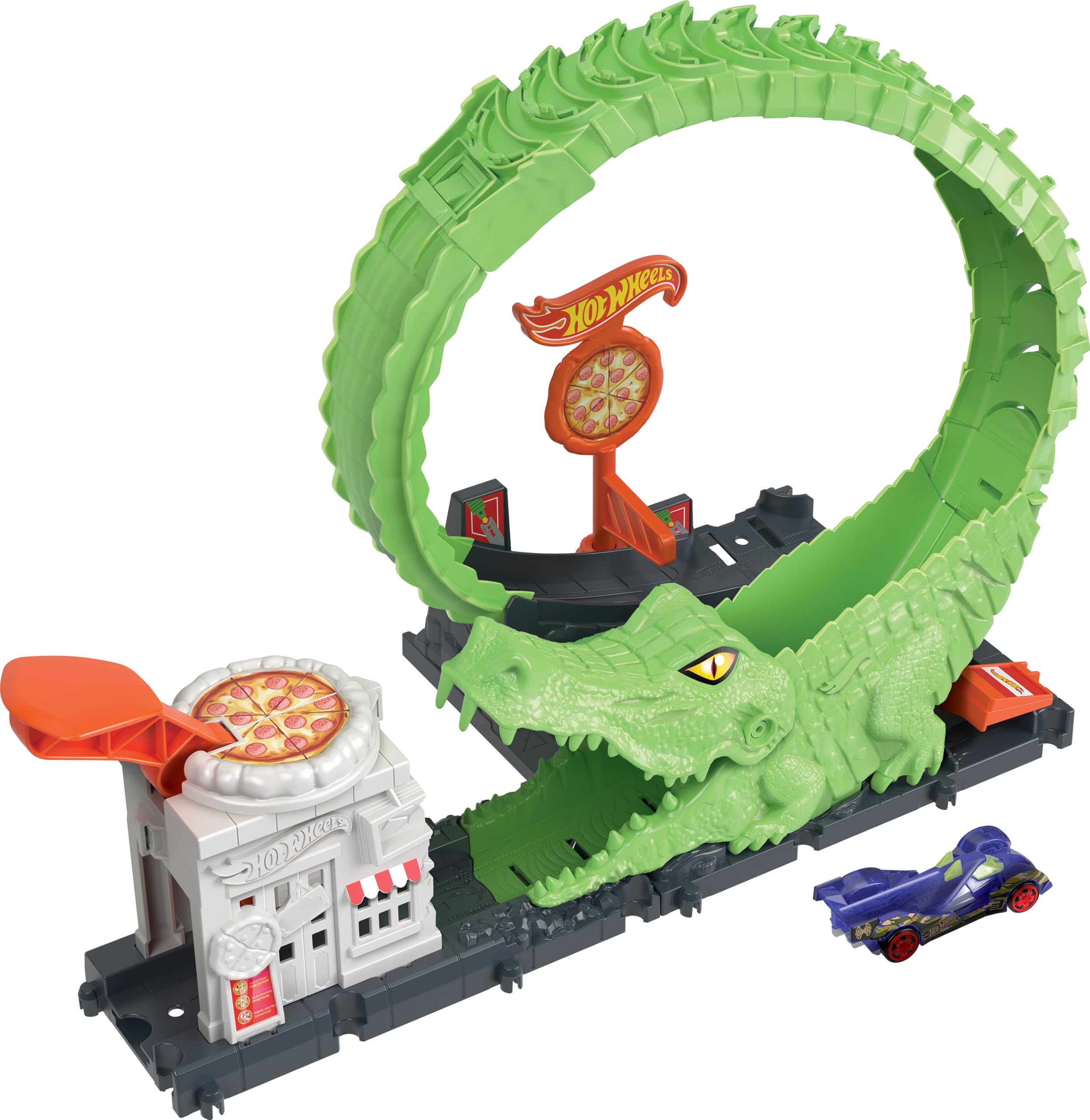 Hot Wheels Gator Loop Attack Playset - Adjustable Track with 1 Car, Connects to Other Sets, Ages 4+