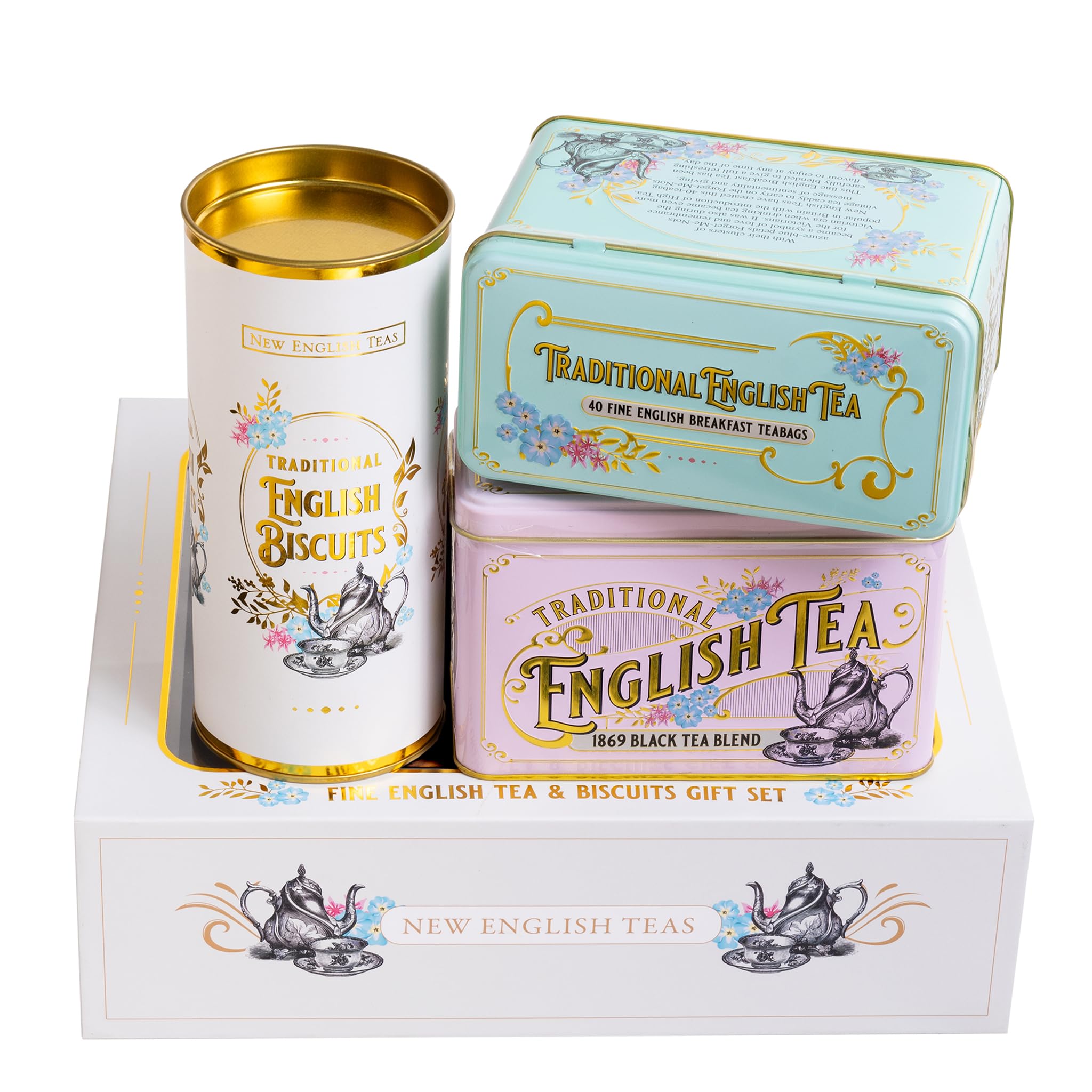 New English Teas Tea & Biscuits Gift Set - 80 Teabags, 10 Ginger Biscuits 6