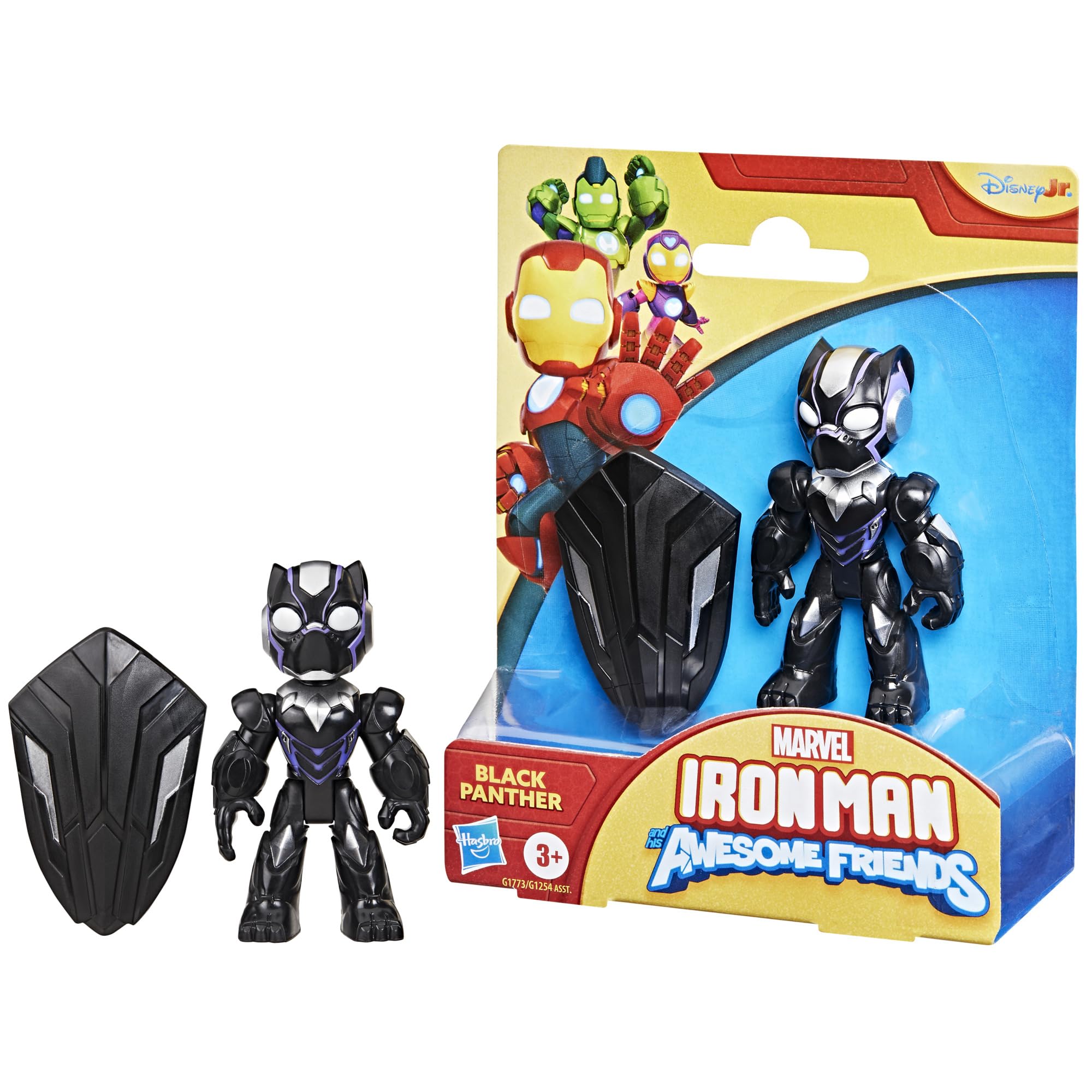 Marvel Iron Man and His Awesome Friends Black Panther Action Figure - 3-Inch Poseable Toy with Shield for Ages 3+