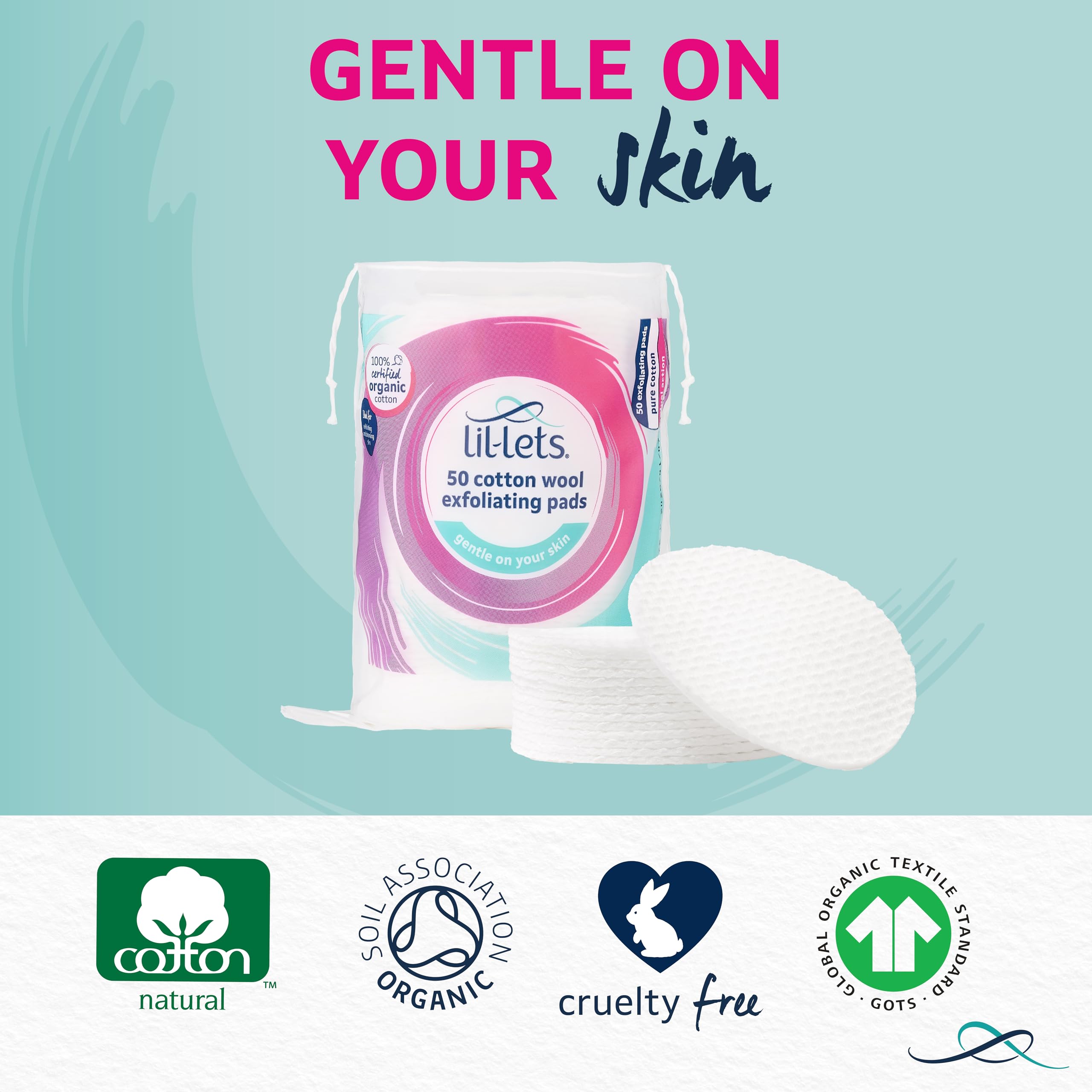 Lil-Lets Organic Cotton Exfoliating Rounds (50 Count) - Dual-Sided Skincare Pads for Cleansing & Makeup Removal 9