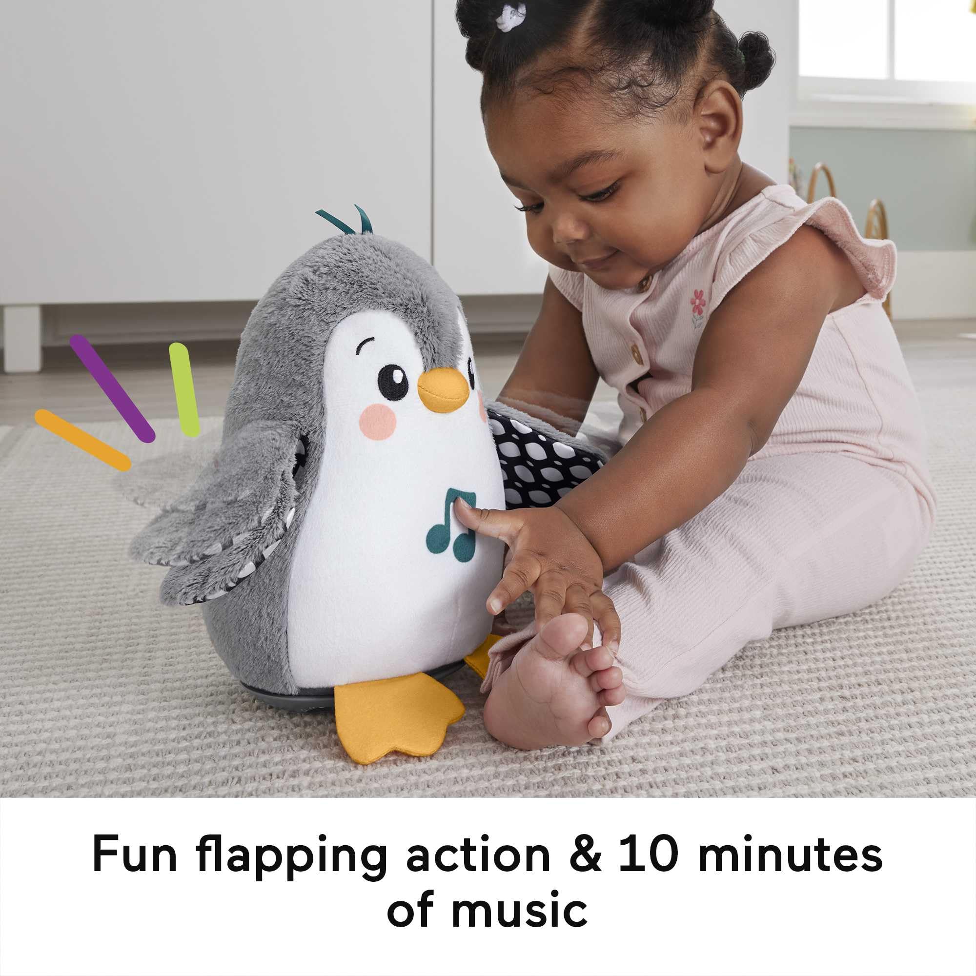 Fisher-Price Flap &amp; Wobble Pinguin – Musikalisches Plüschspielzeug für die Bauchzeit für Neugeborene ab 0 Monaten 7