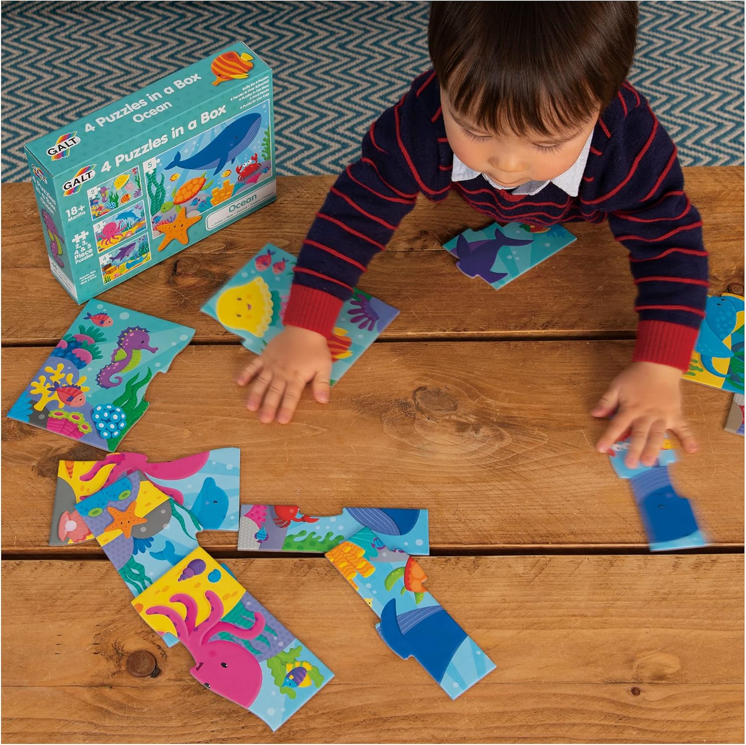Galt 4 Puzzles in a Box - Ocean Themed Jigsaw Puzzles for Toddlers 18 Months+ 5