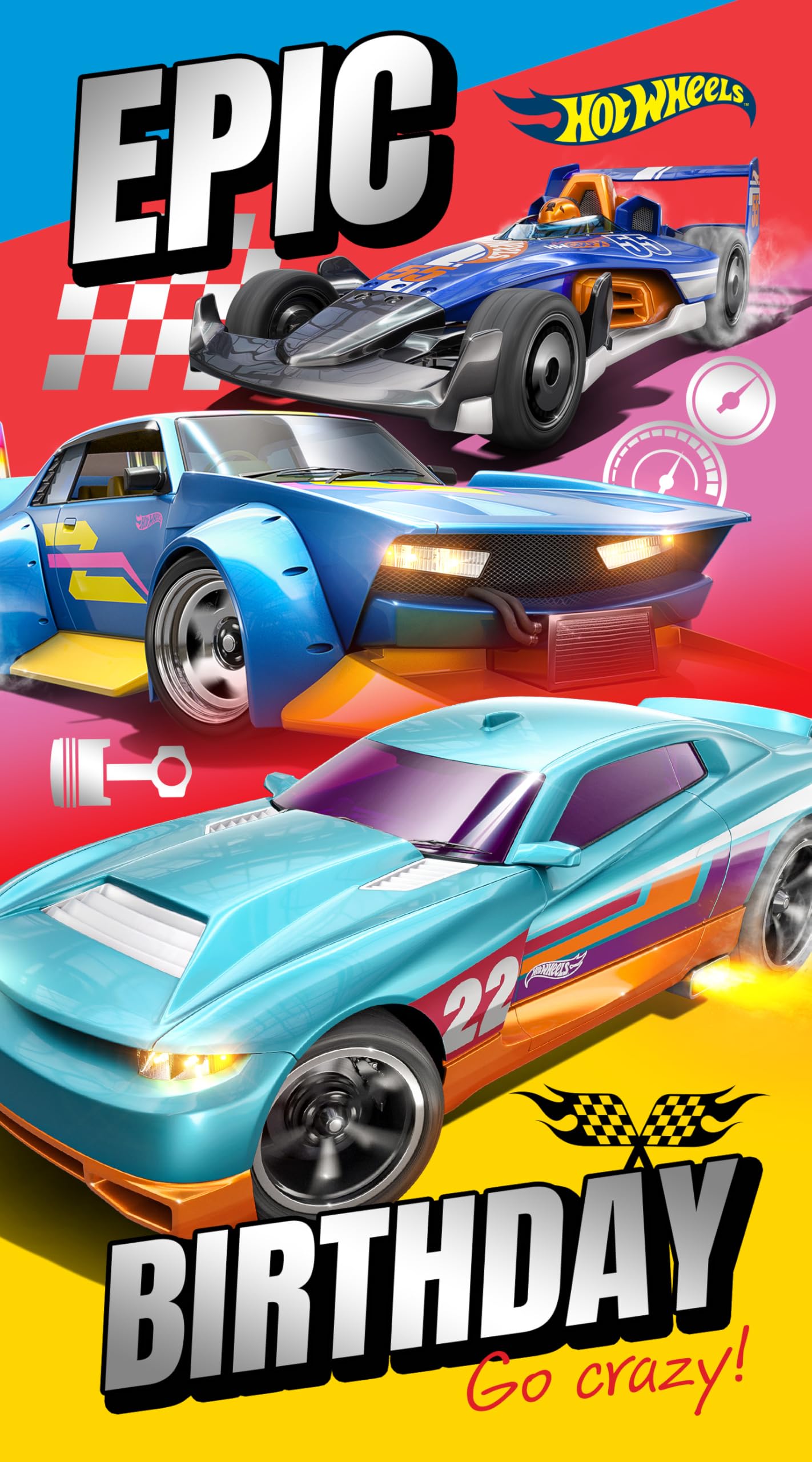 Hot Wheels Birthday Card Set - 10-Pack Multi-Design Party Invitations