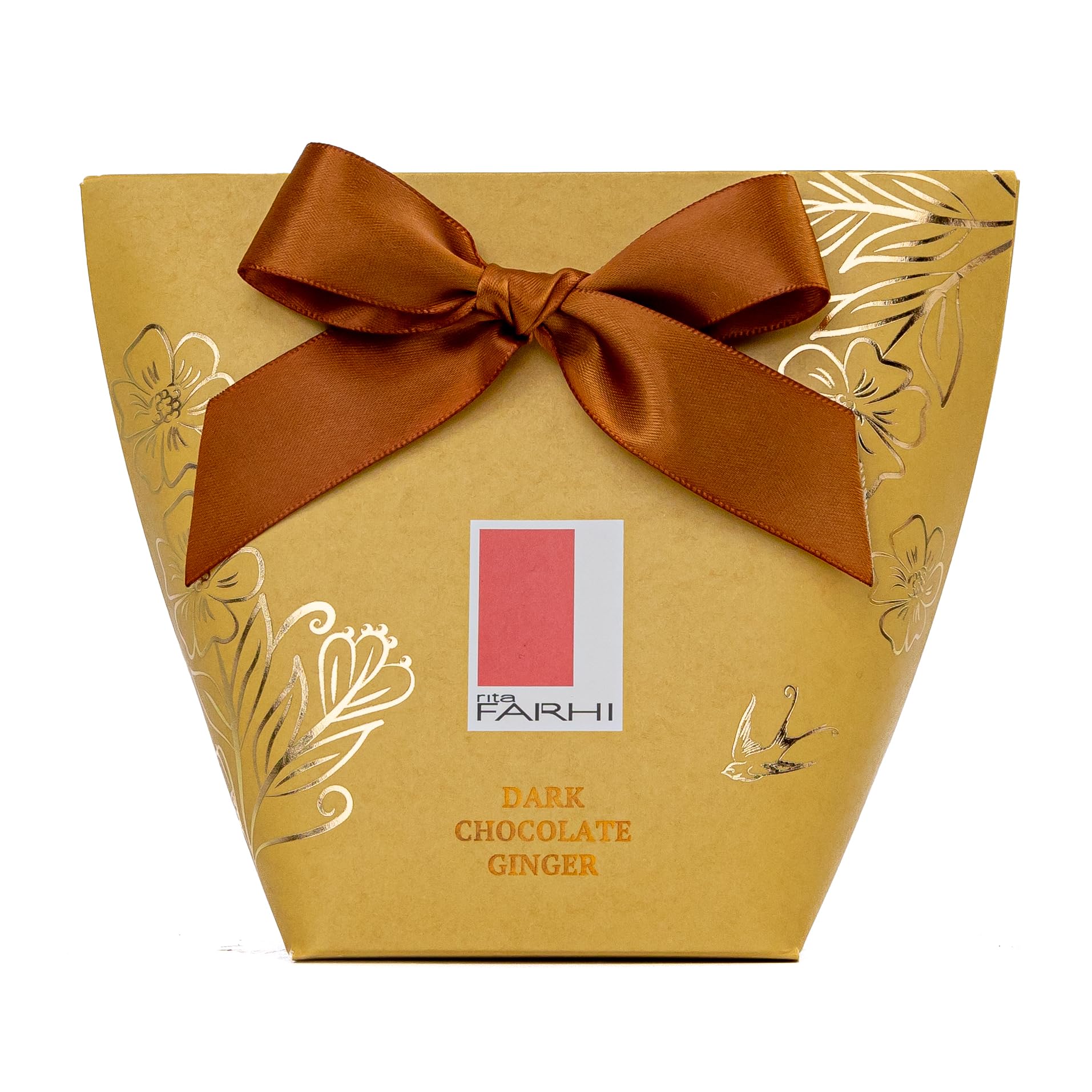 Rita Farhi Dark Chocolate Coated Ginger in Gift Box with Bow, 130g
