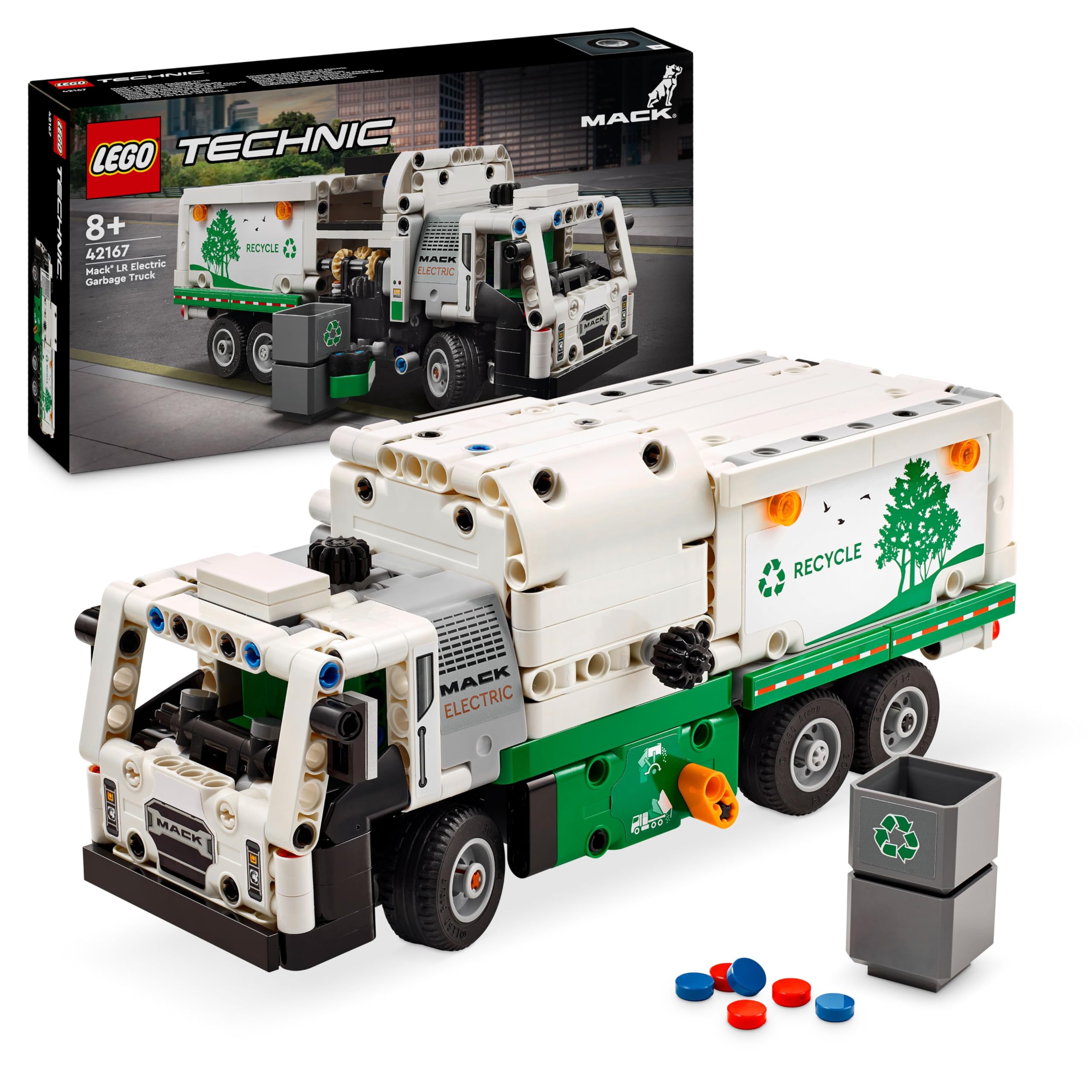 LEGO Technic Mack LR Electric Garbage Truck Building Set | Ages 8+ | Model 42167