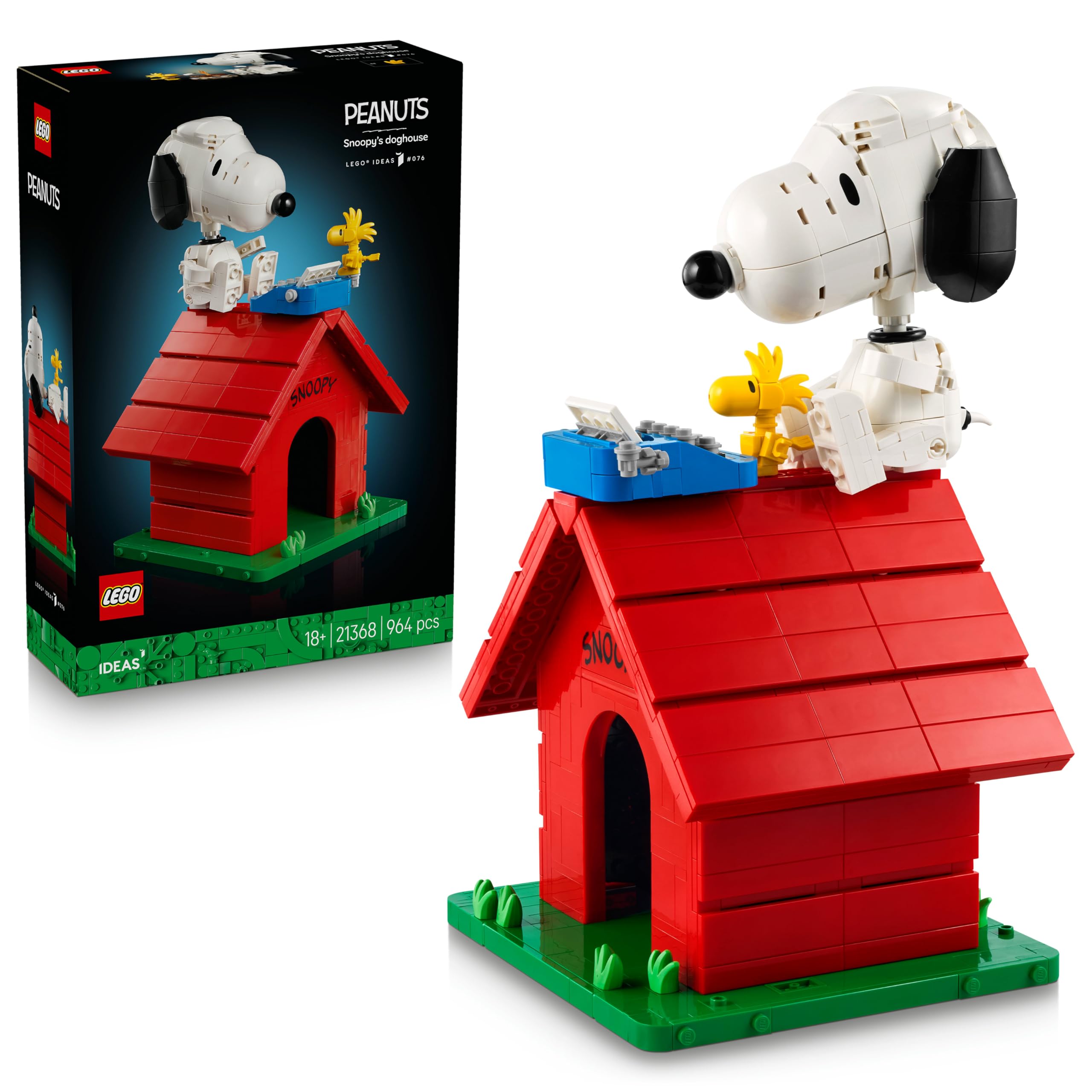 LEGO Ideas Peanuts: Snoopy's Doghouse 21368 Building Set for Adults | 75th Anniversary Display Model