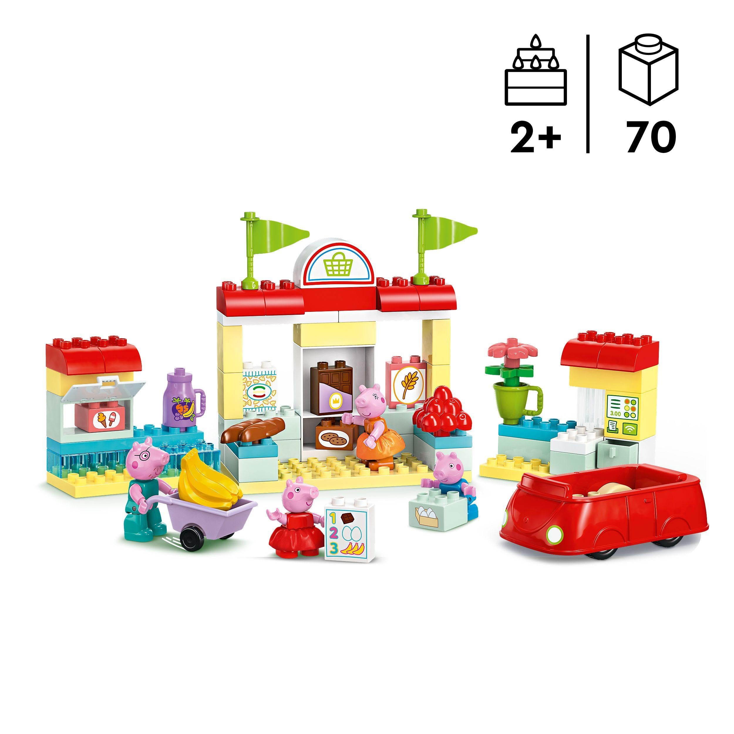 LEGO DUPLO Peppa Pig Supermarket Playset with Car and 4 Figures for Toddlers 2+ 7