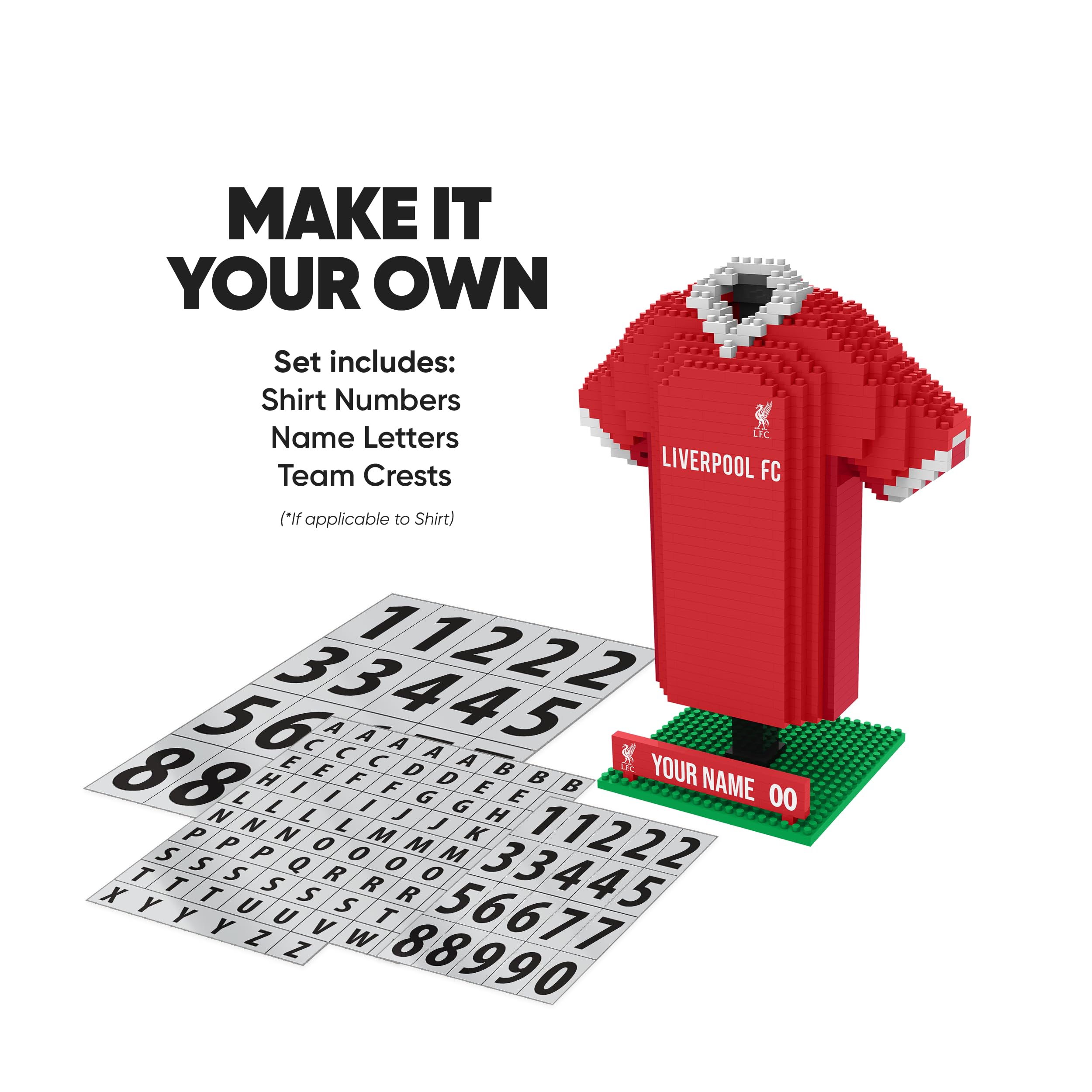 FOCO BRXLZ Liverpool FC Desk Shirt 3D Bricks Set | Personalizable | Ages 12+