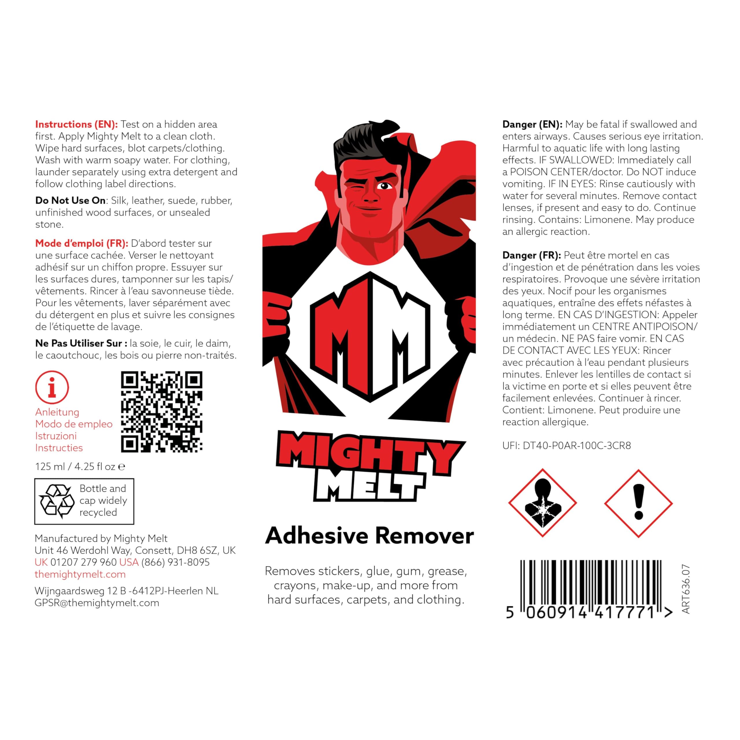 Mighty Melt Adhesive Remover - Removes Glue, Tar, Wax, Crayon, Marker | 125 ml Liquid 7