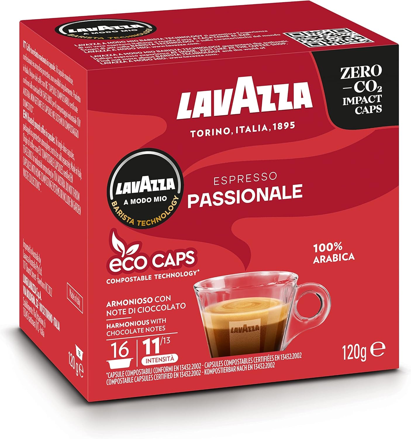 Lavazza A Modo Mio Espresso Passionale - 100% Arabica Coffee Capsules for Nespresso Original Machines