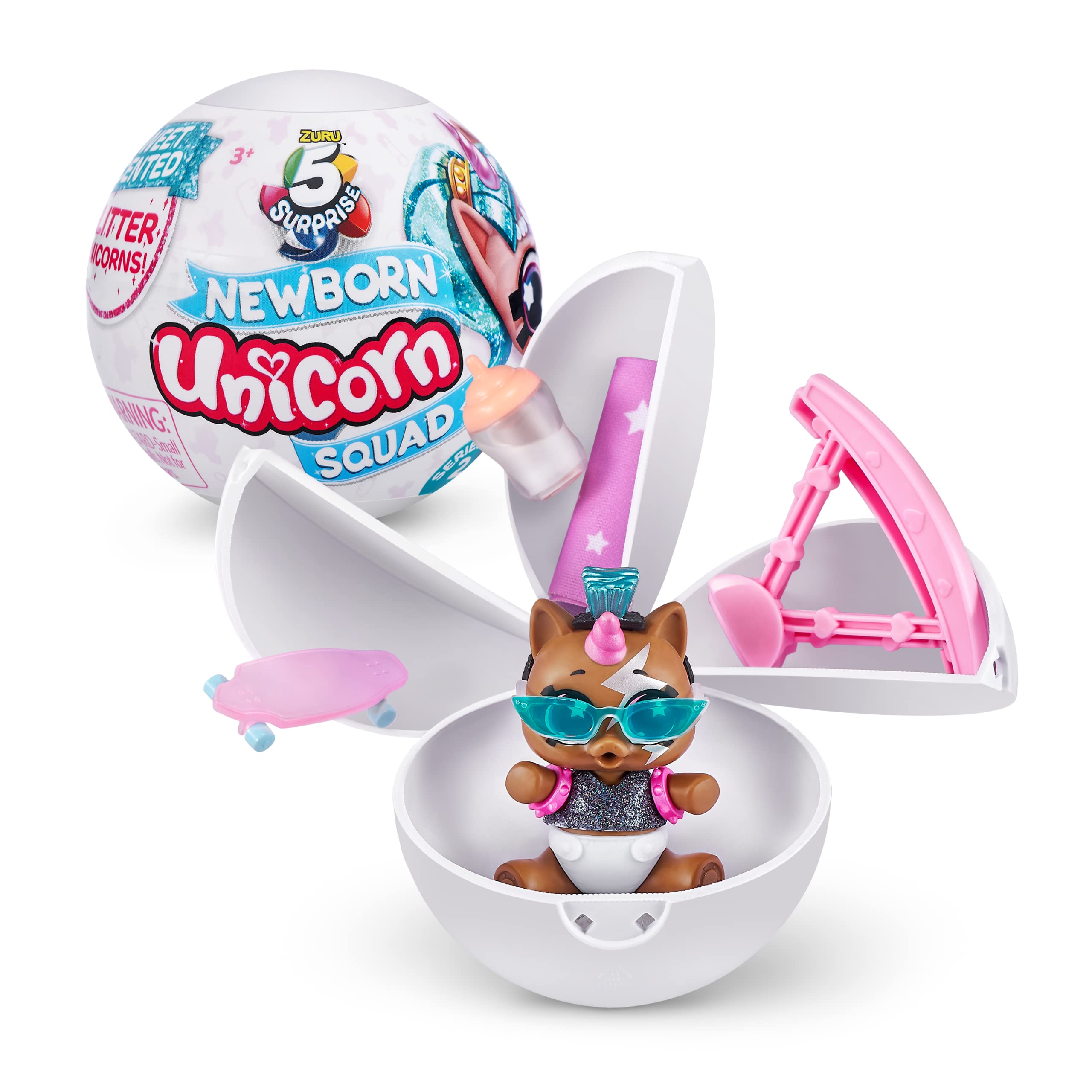 5 Surprise Unicorn Squad Series 5 Newborn Unicorn Mystery Capsule - Collectible Playset with Color-Changing Diaper & Convertible Bath 7