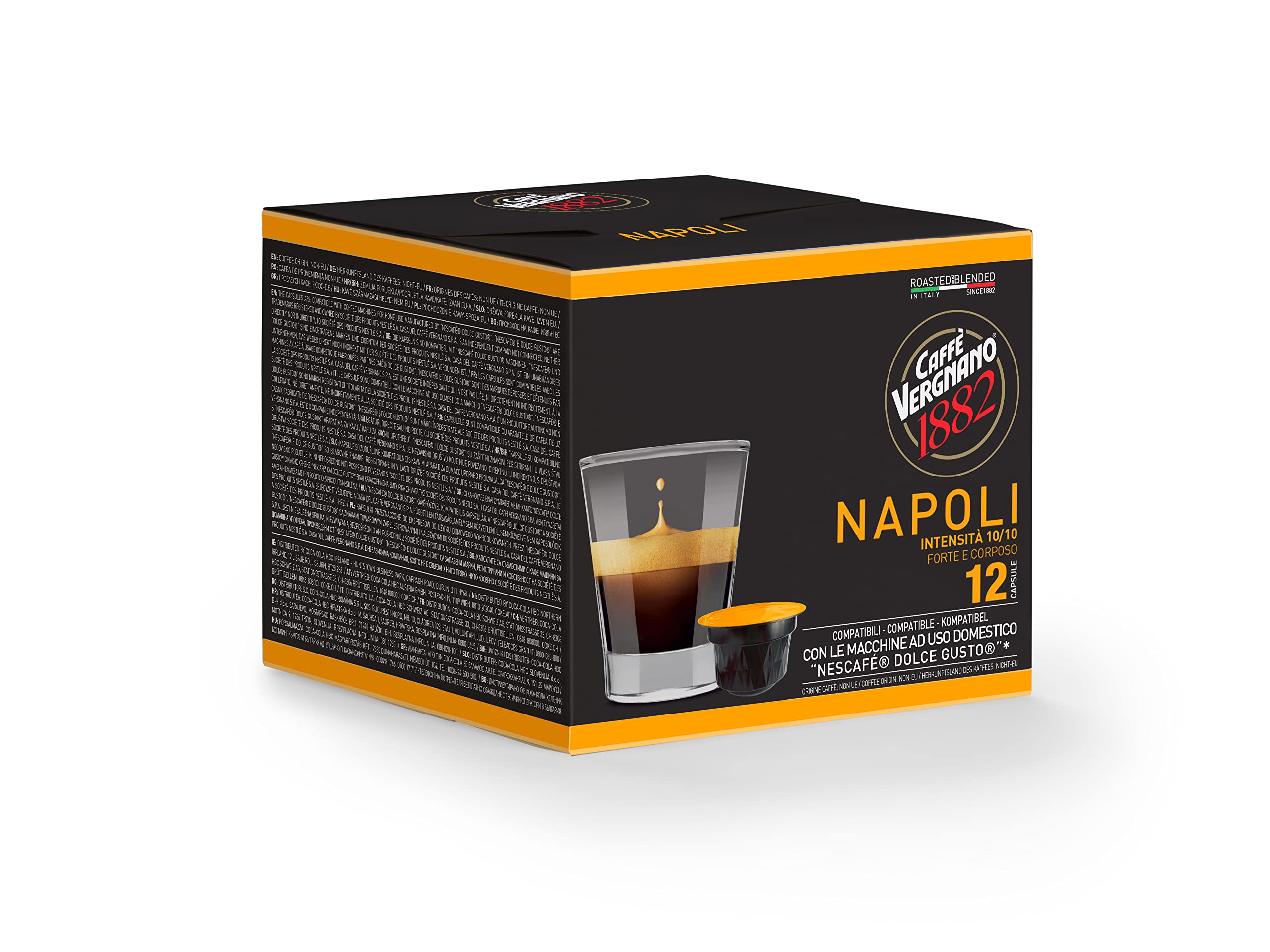 Caffè Vergnano 1882 Coffee Capsules - Napoli Blend Compatible with Nescafé Dolce Gusto | 6 Packs of 2 Count