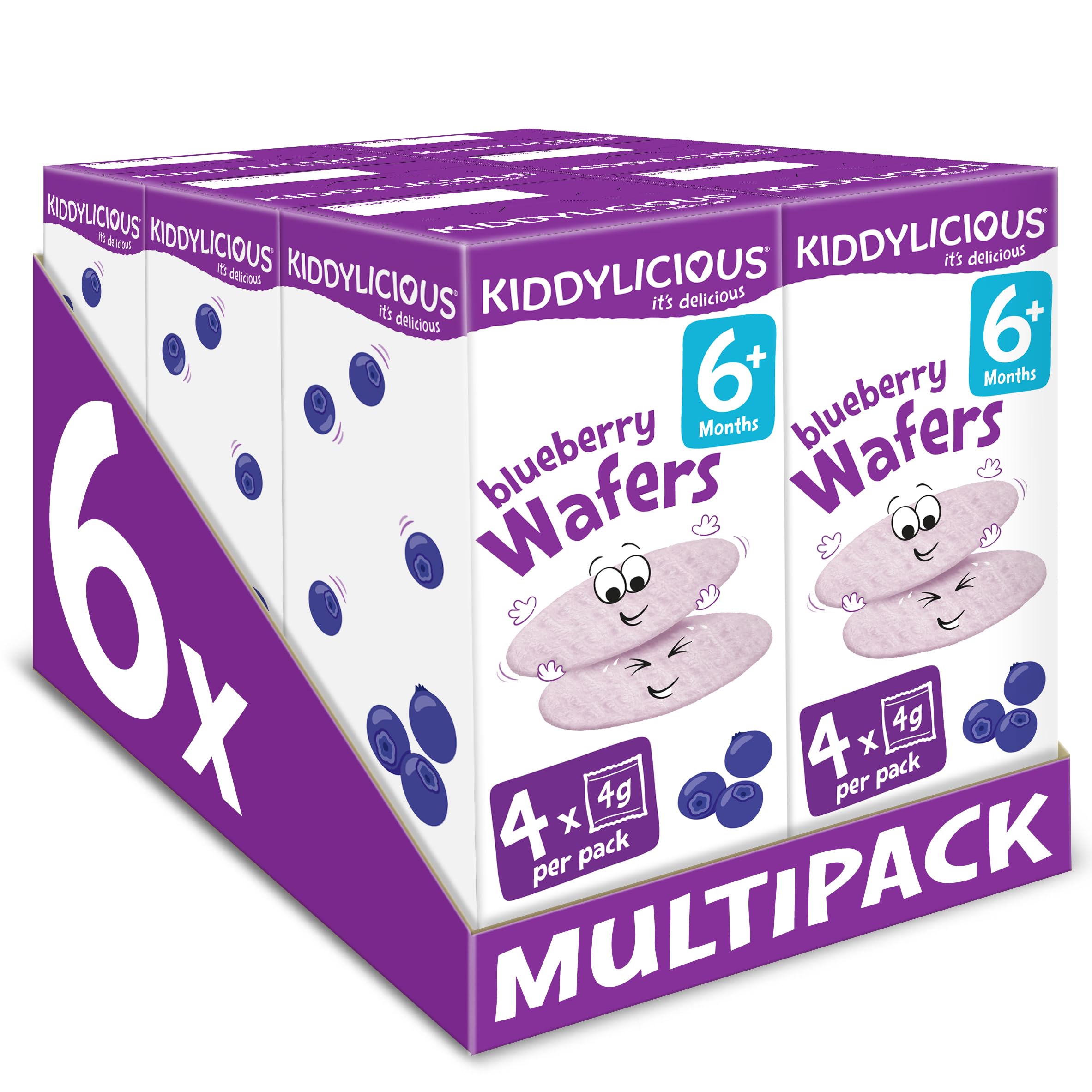 Kiddylicious Blueberry Mini Wafers - Gluten Free & Dairy Free Baby Snack for Little Hands