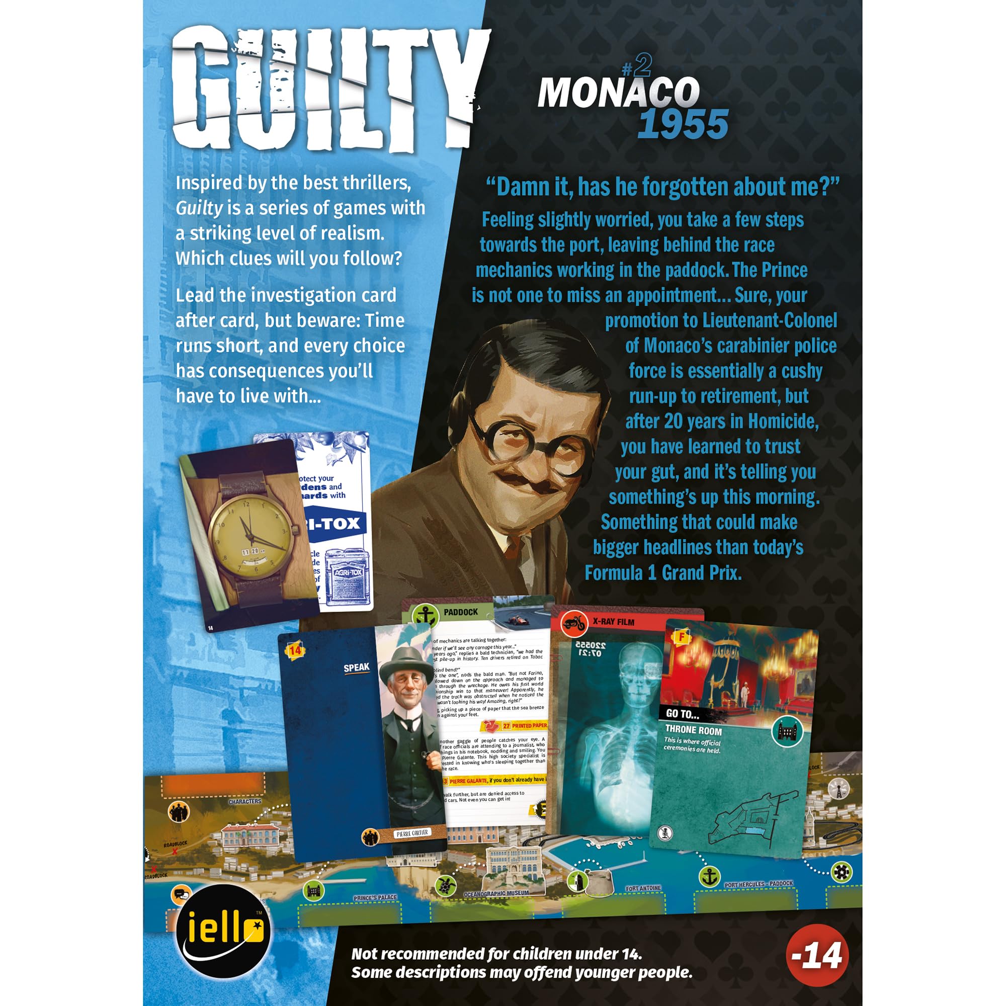Iello Guilty: Monaco 1955 Kooperatives Deduktions-Brettspiel 8
