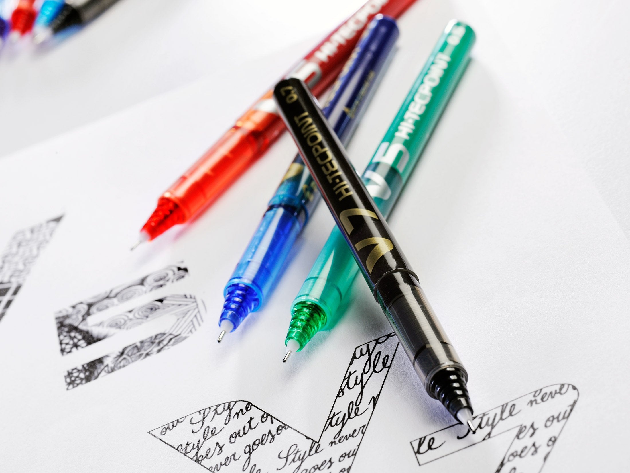 PILOT V5 Liquid Ink Rollerball Pen Set - 0.5mm Fine Tip | Black, Blue, Red, Green | Pack of 4 6