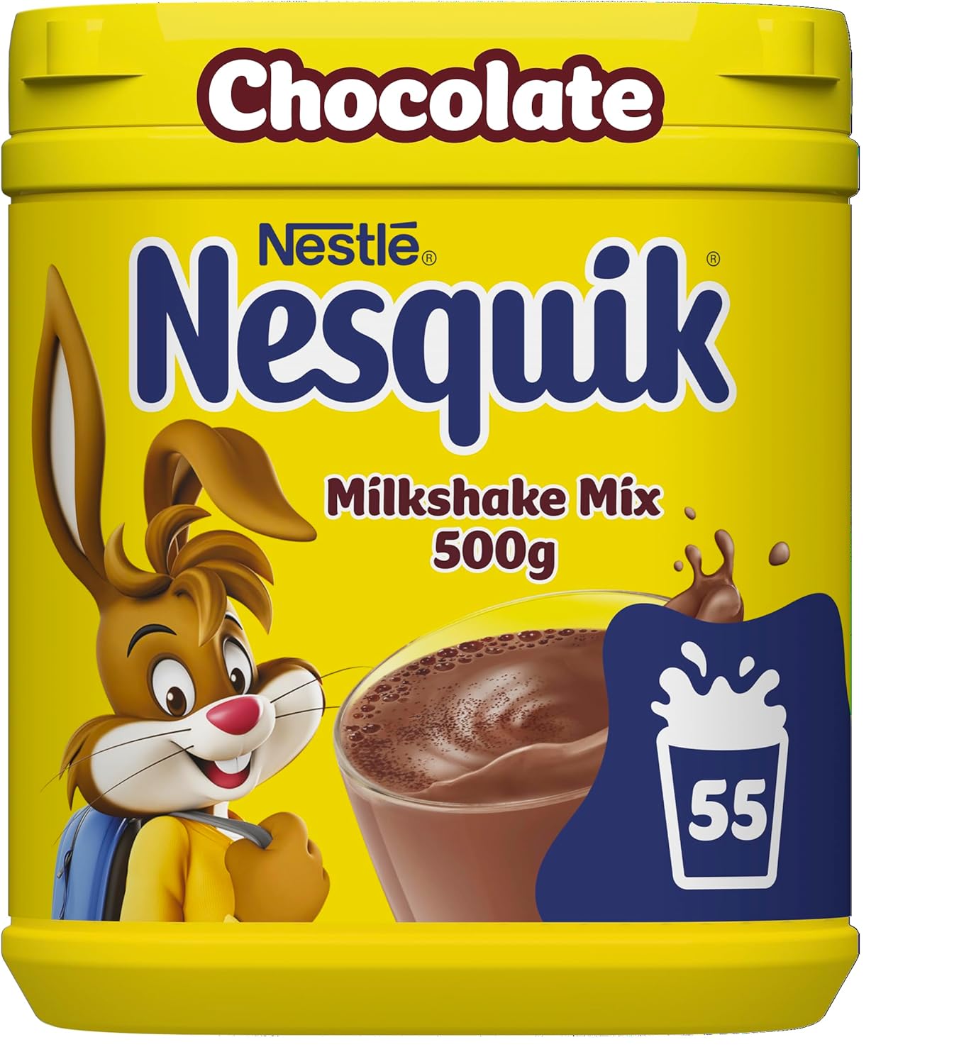 Nesquik Chocolate Flavoured Milkshake Powder 500g Tub (Pack of 10) - Gluten Free, No Artificial Additives, Fortified with Vitamins C & D