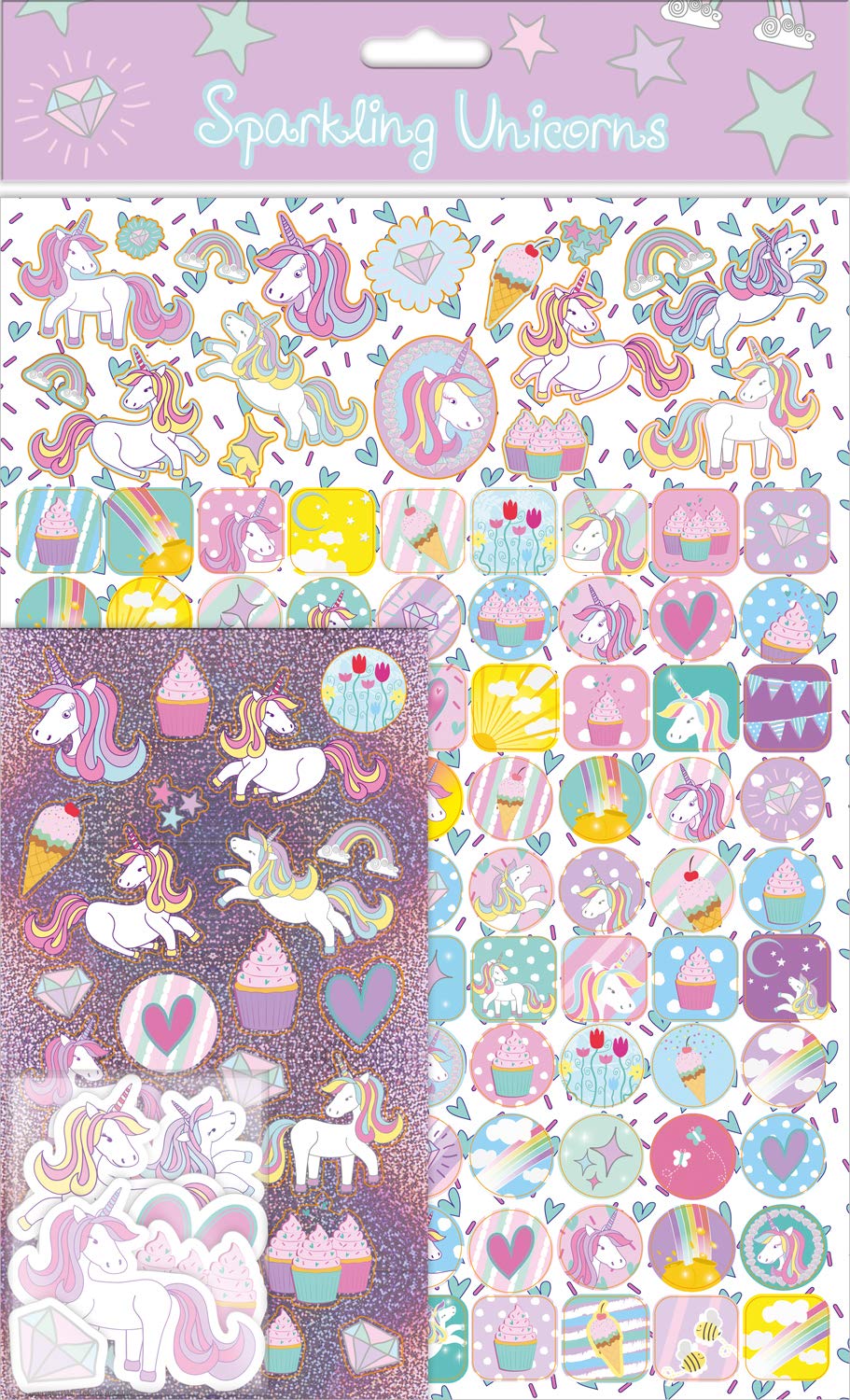 Paper Projects Unicorns Mega Sticker Pack - Pink, A4 Size, Reusable Foiled Stickers 1