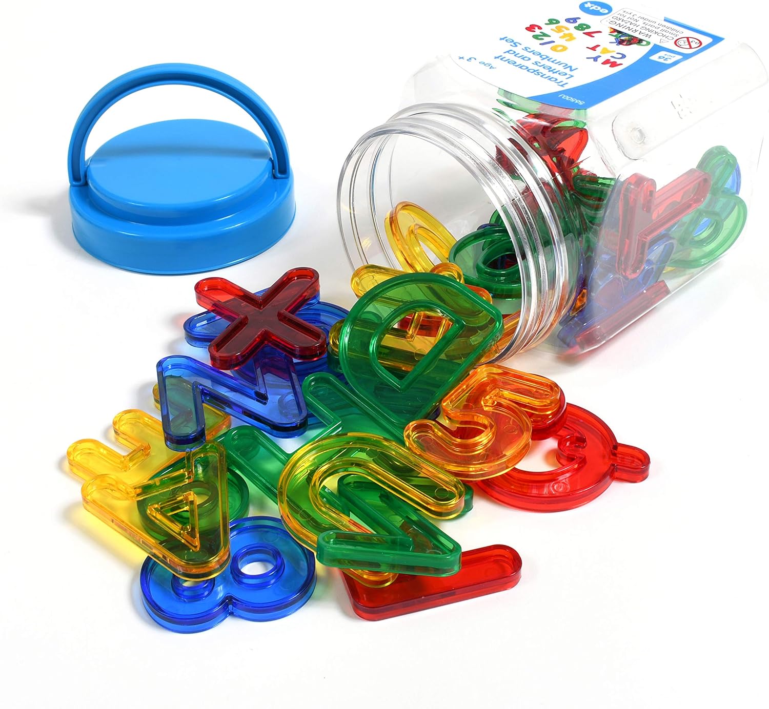edxeducation Transparent Letters and Numbers - Mini Jar with Lid and Handle 8