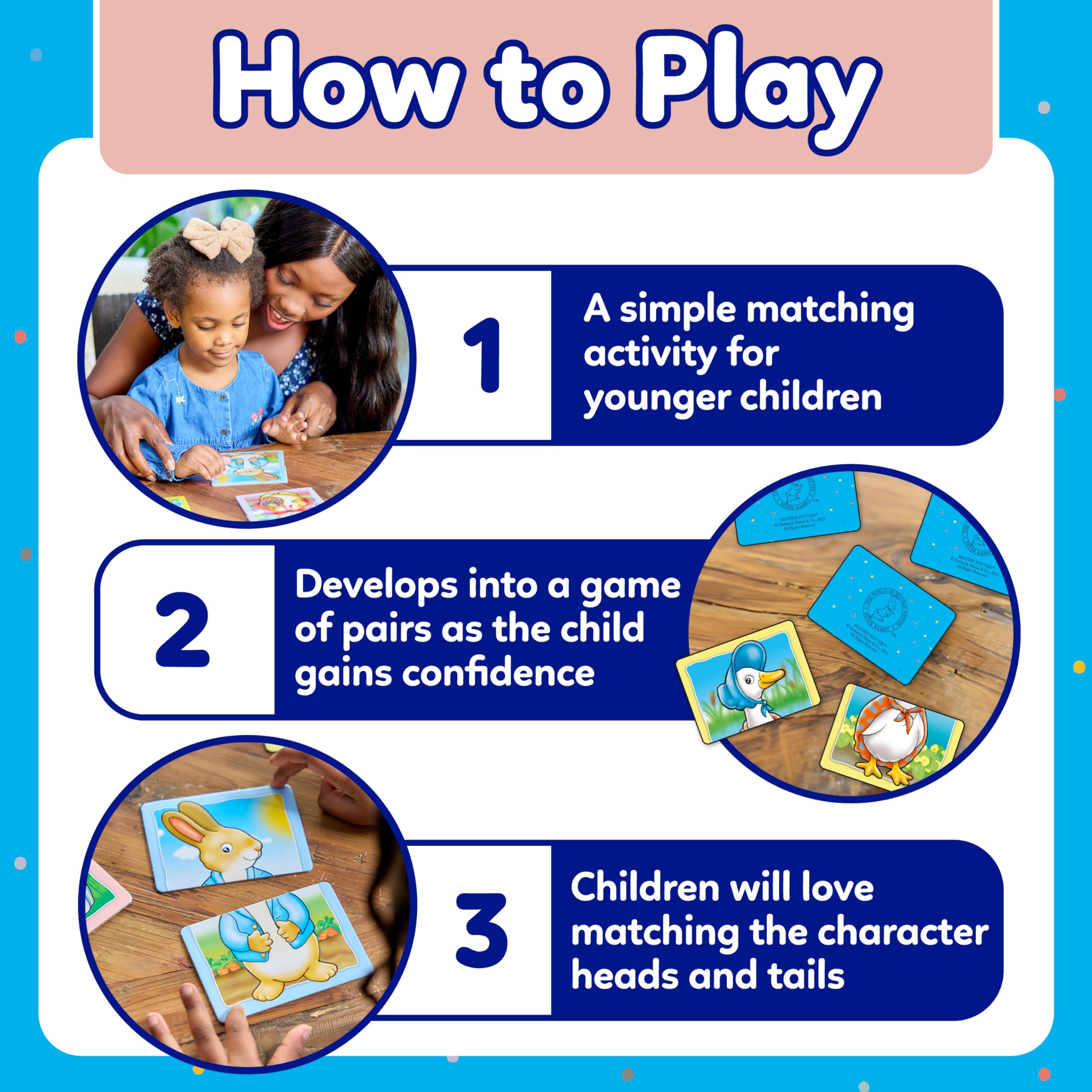 Orchard Toys Peter Rabbit Heads and Tails Game - Matching Pairs and Memory Card Game for Toddlers 18 Months+ 4