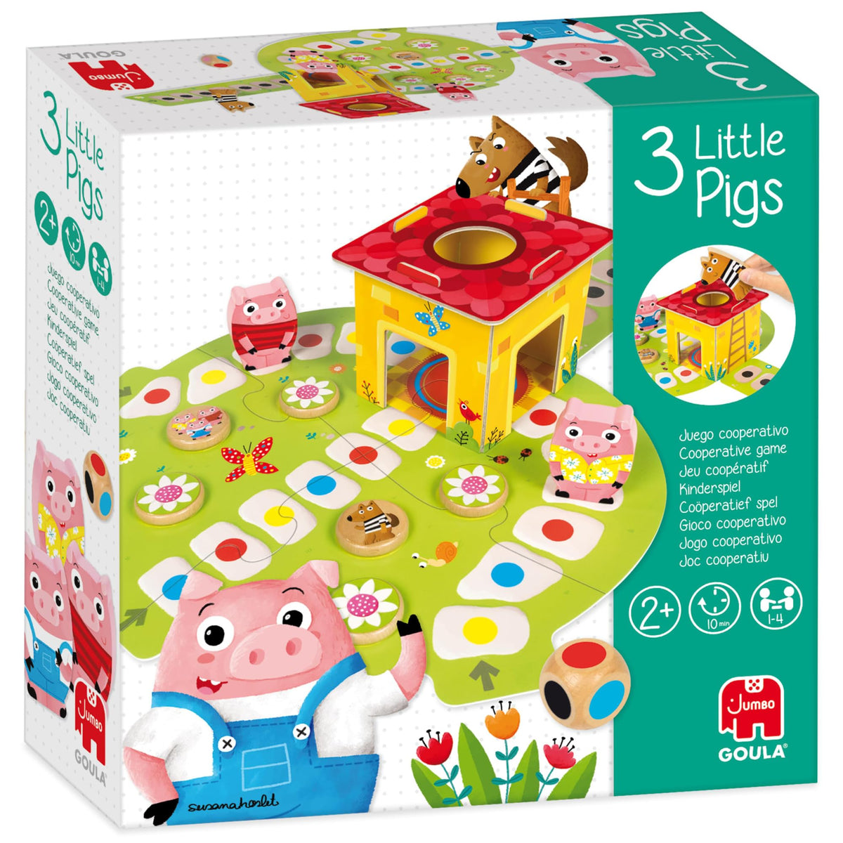 Goula 3 Little Pigs Game - Cooperative Board Game & Jigsaw Puzzle | Ages 2+ | 1-4 Players