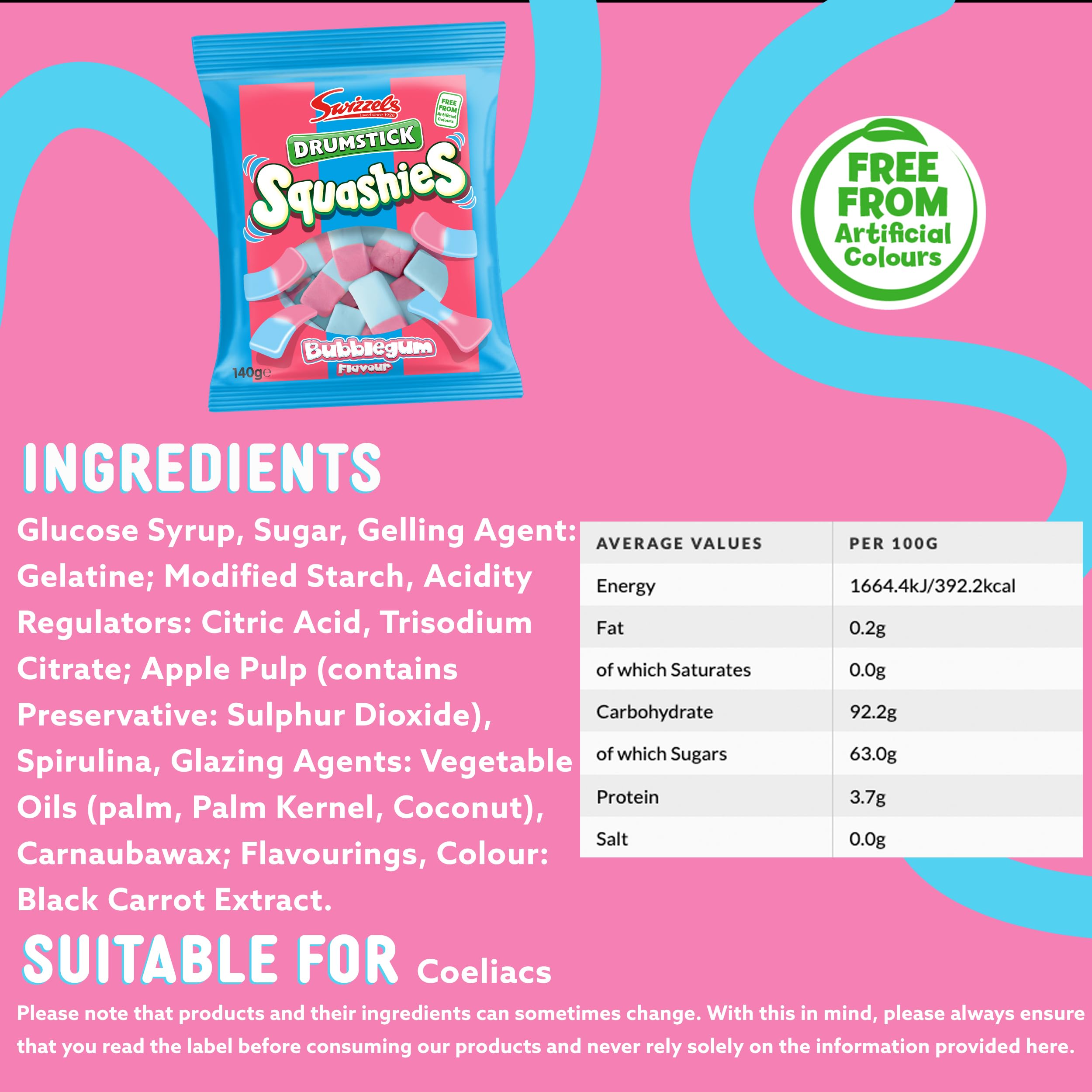 Swizzels Squashies Sweets - Bubblegum Flavour Chewy Candy - 140g 6