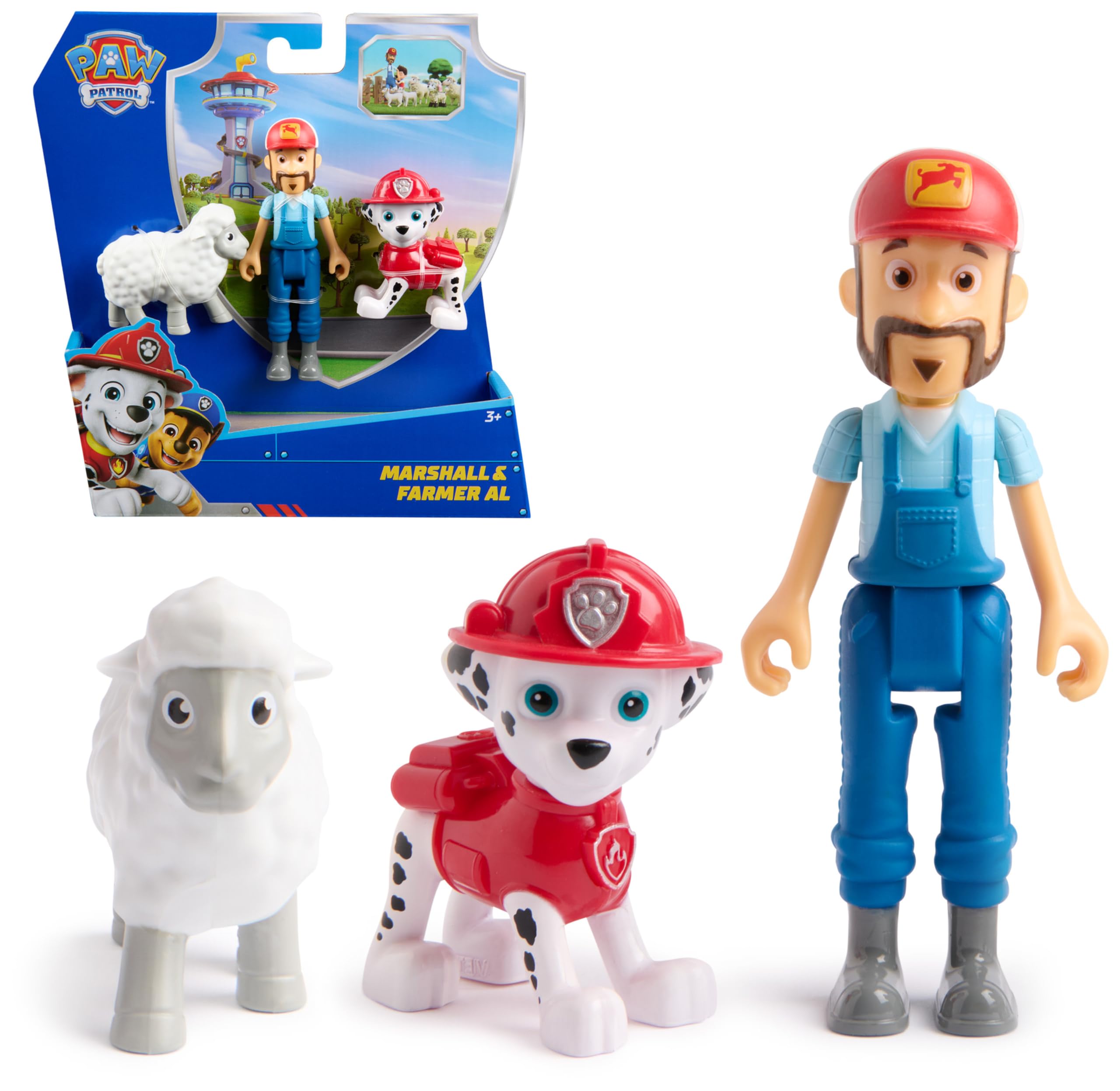 PAW Patrol Marshall & Farmer Al Figure Pack with Sheep Toy Figure - Action Figures for Kids