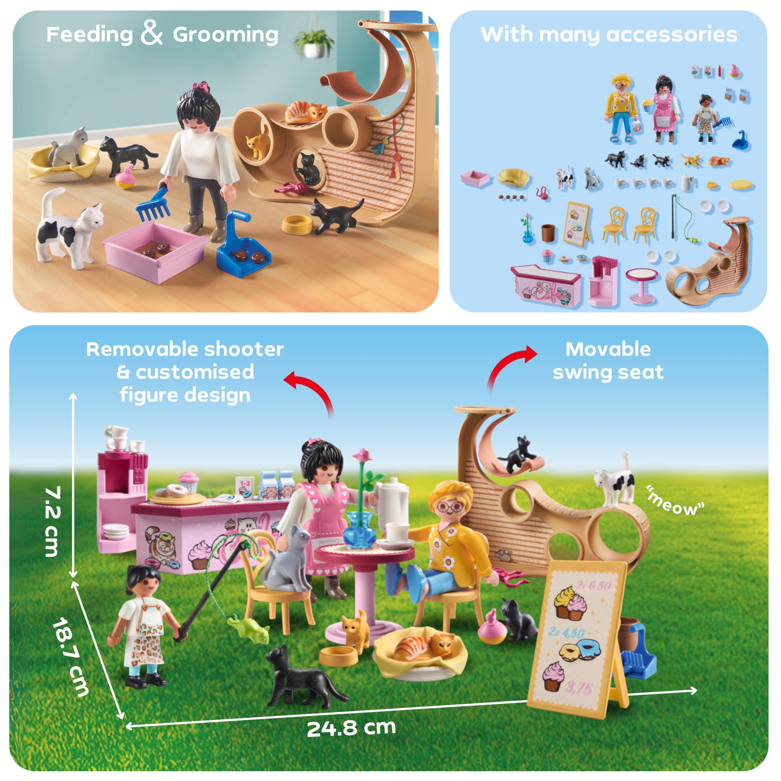 Playmobil My Life Cat Café Playset - Animal Figures Toy for Kids Aged 4 and Up 6