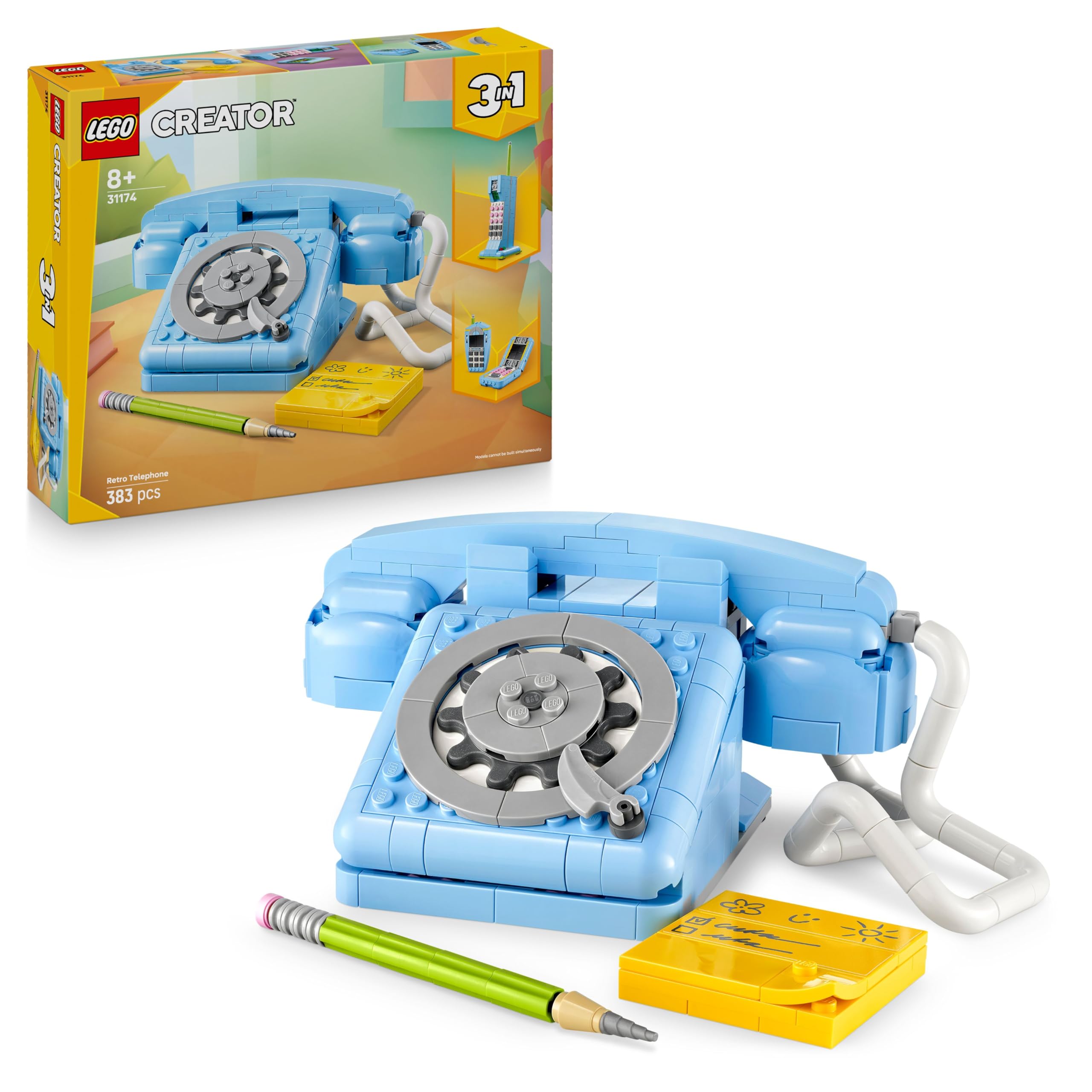 LEGO Creator 3in1 Retro Telephone Toy - 383-Piece Building Set for Ages 8+