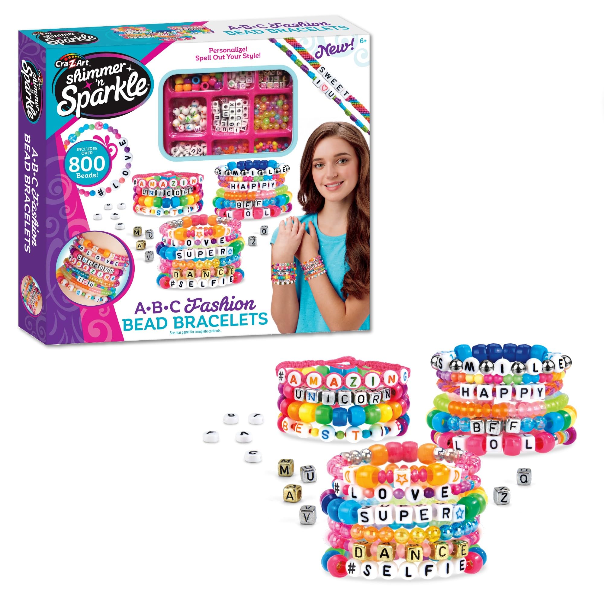 CRA-Z-ART Shimmer n Sparkle ABC Fashion Bracelets - Personalized Bead Craft Kit for Kids 6+ 5