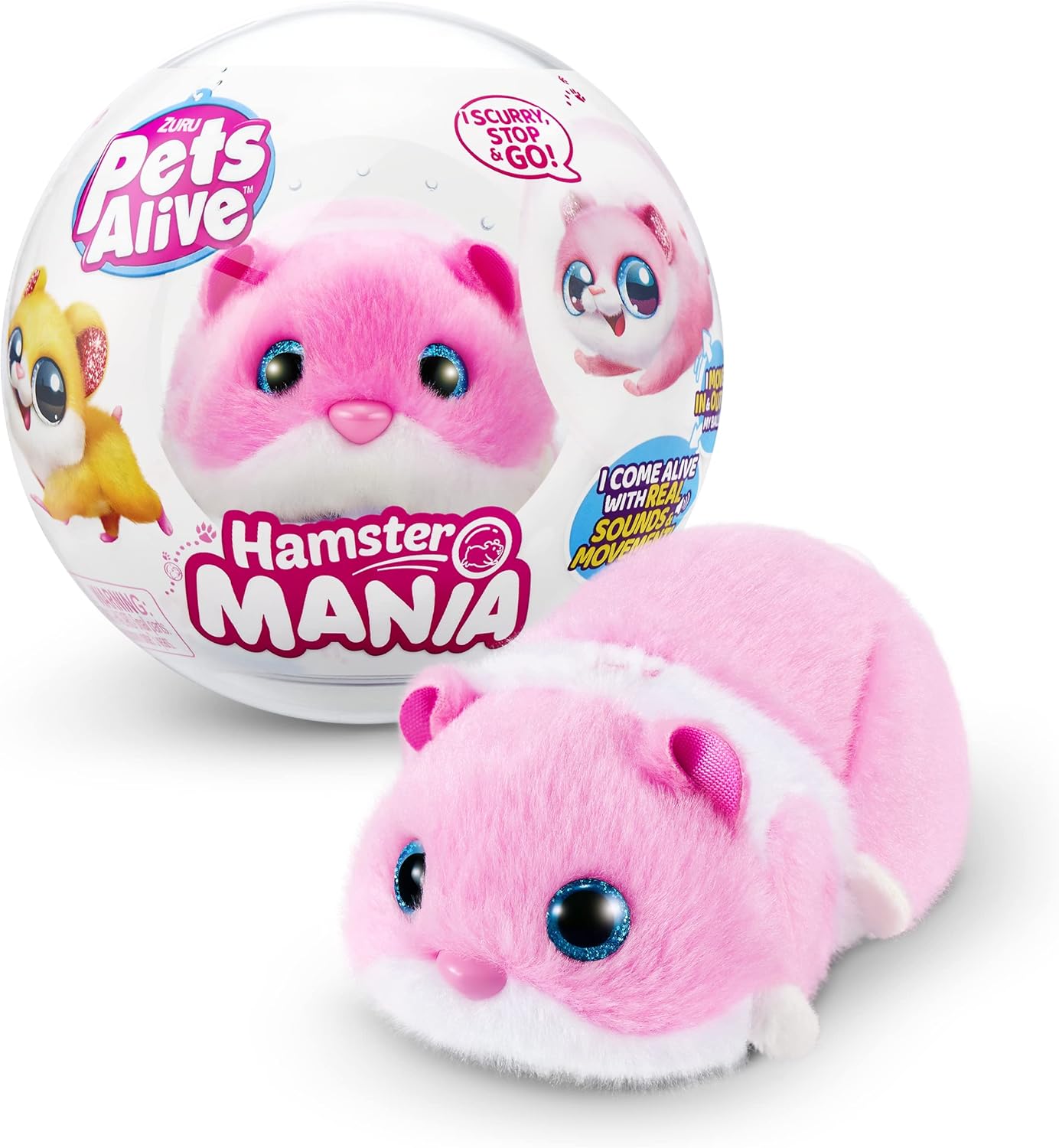 Hamster Mania by ZURU - Interactive Pink Hamster Toy with Real Sounds & Movements